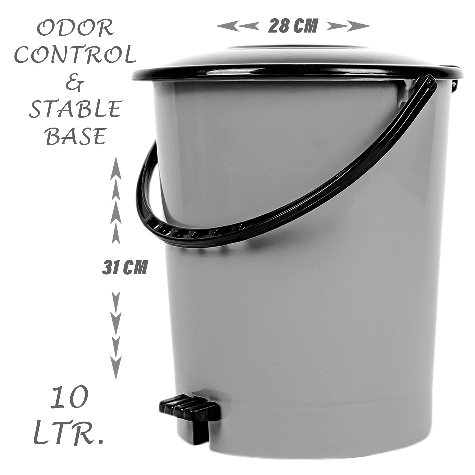 Kuber Industries Pack of 2 Pedal Dustbin | Dustbin with Lid | Garbage Bin | Dustbin for Kitchen-Bathroom | Wet & Dry Waste Bin | Black Dhakkan Trash Can | 10 LTR | Pink & Gray