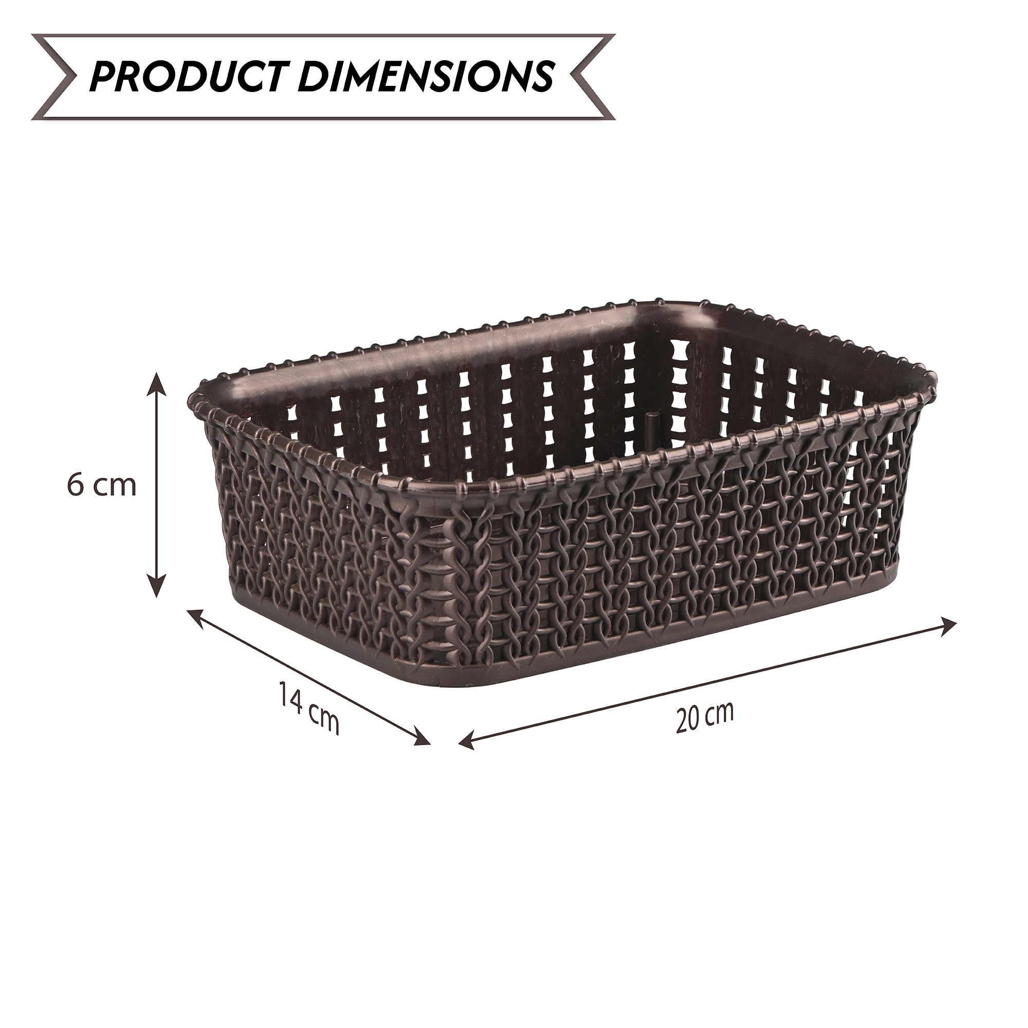 Kuber Industries Pack of 2 Small Multi-Purpose Plastic Basket for Storage M15  Spacious Stationary  Jewellery Holder  Home Organizers for Kitchen Bedroom  Dining Table  Brown
