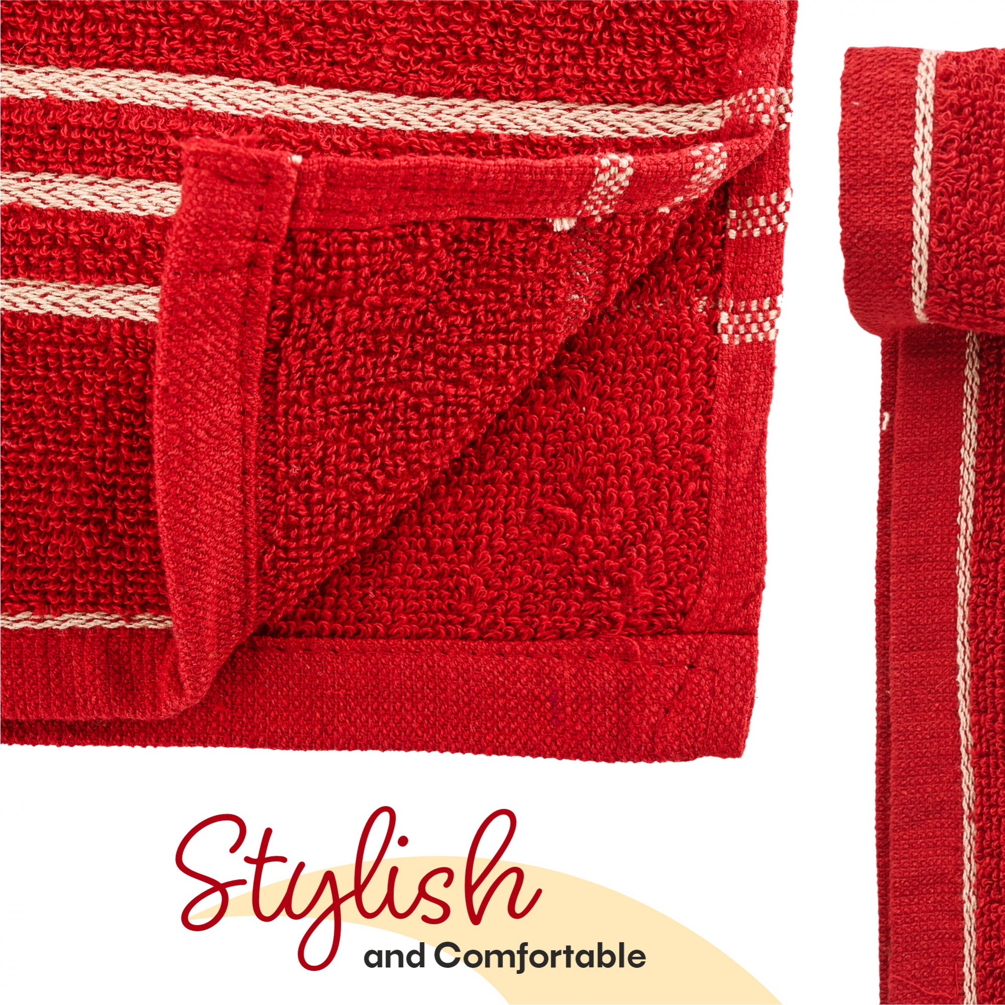 Kuber Industries Pack of 2 Soft Cotton Face Towels For Men  WomenLadies  Easily Washable  Pocket Towels  Workout Gym Napkins For Men - Red