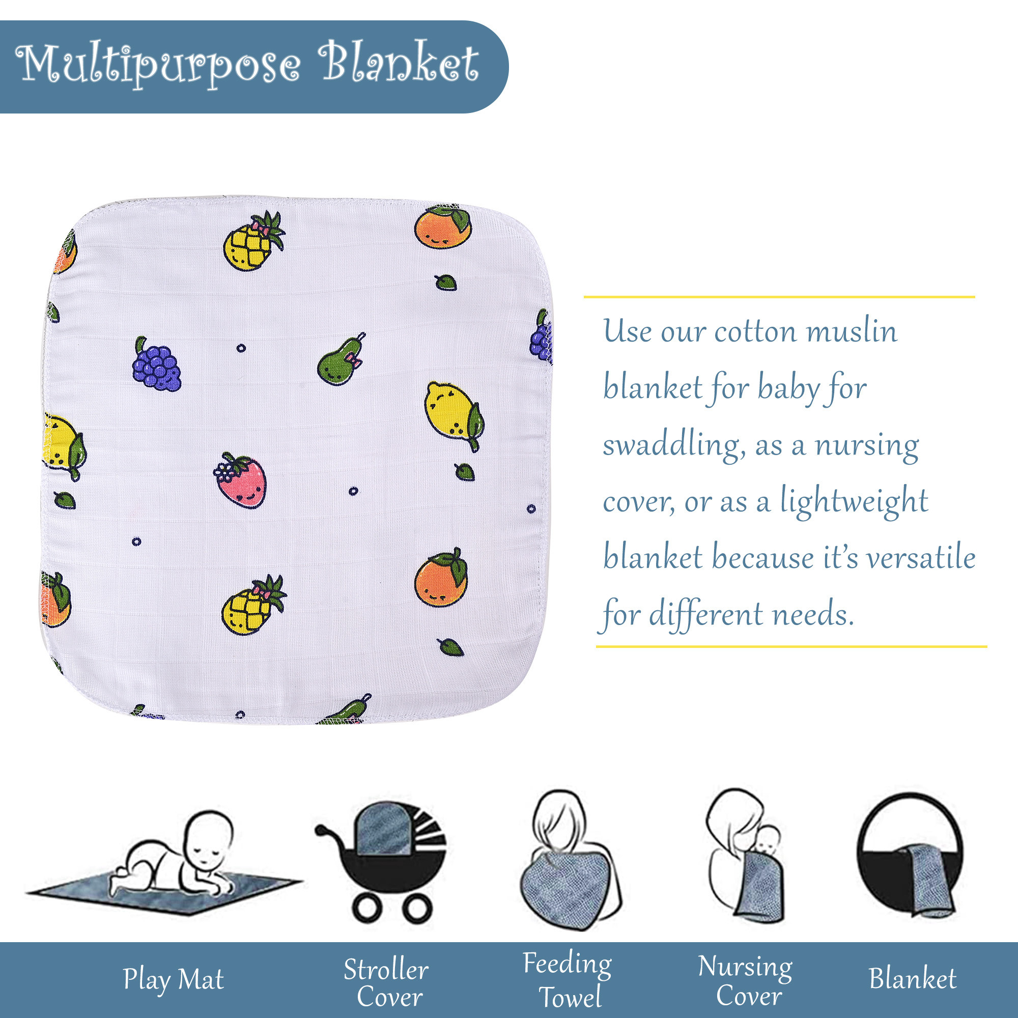 Kuber Industries Pack of 2 Soft Cotton Swaddling Cloth for New Born Baby  Printed Baby WrapSwaddle Blanket for Sleeping Kids  White