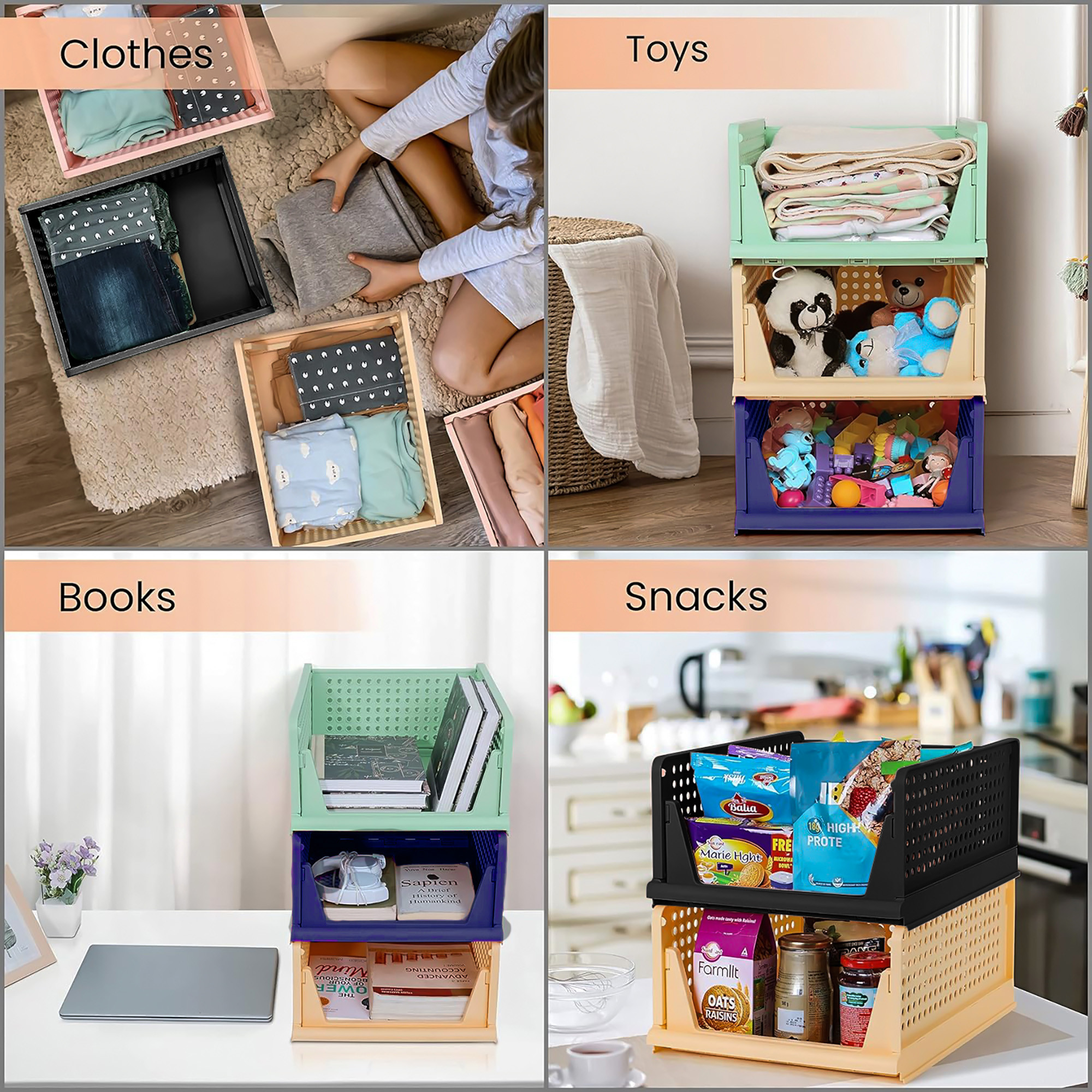 Kuber Industries Pack of 2 Storage Organizer  Wardrobe Organizer For Clothes  Cupboard Organizer  Closet Storage Basket  Foldable Shirt Stacker Box  Cloth Box for Almirah  Large  Blue