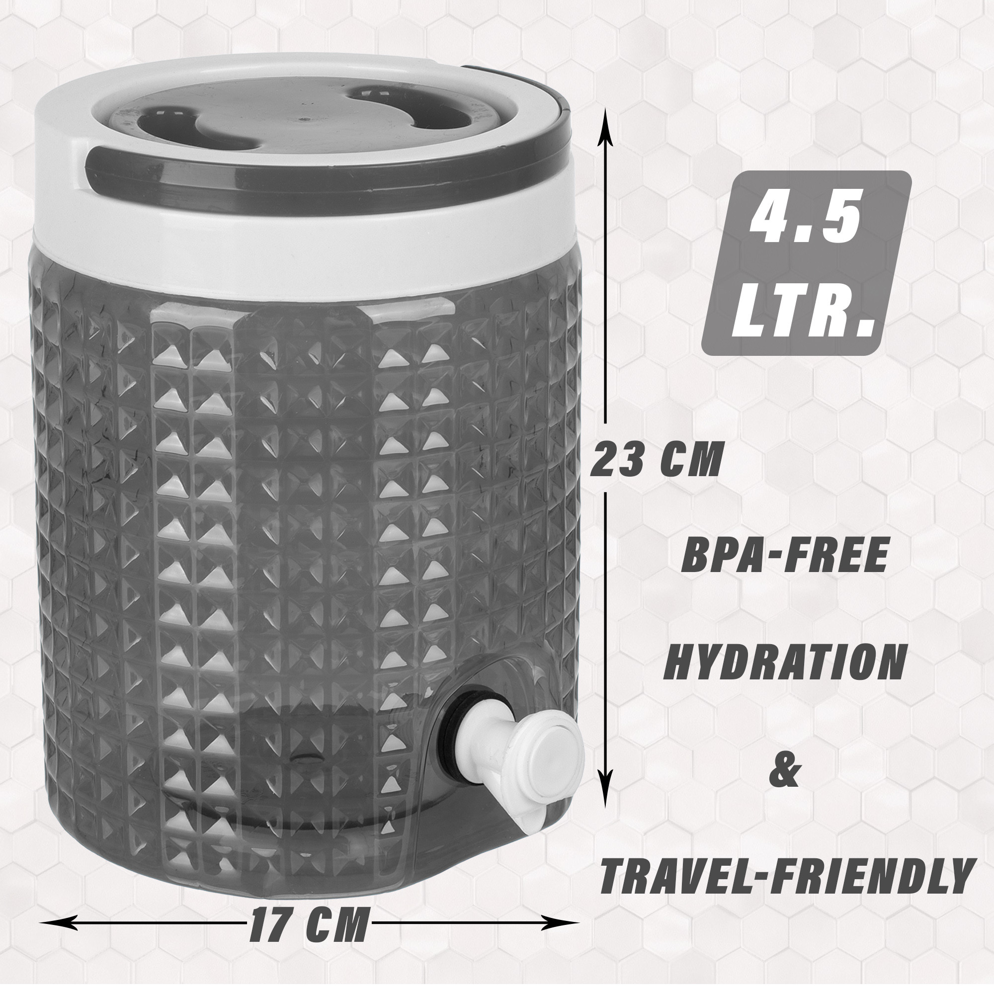 Kuber Industries Pack of 2 Water Camper | Travelling Water Jug | Water Jug Camper for Home-Travel-Picnic-Office | Water Dispenser Can with Tap | Water Storage Container | 4.5 LTR | Red & Black