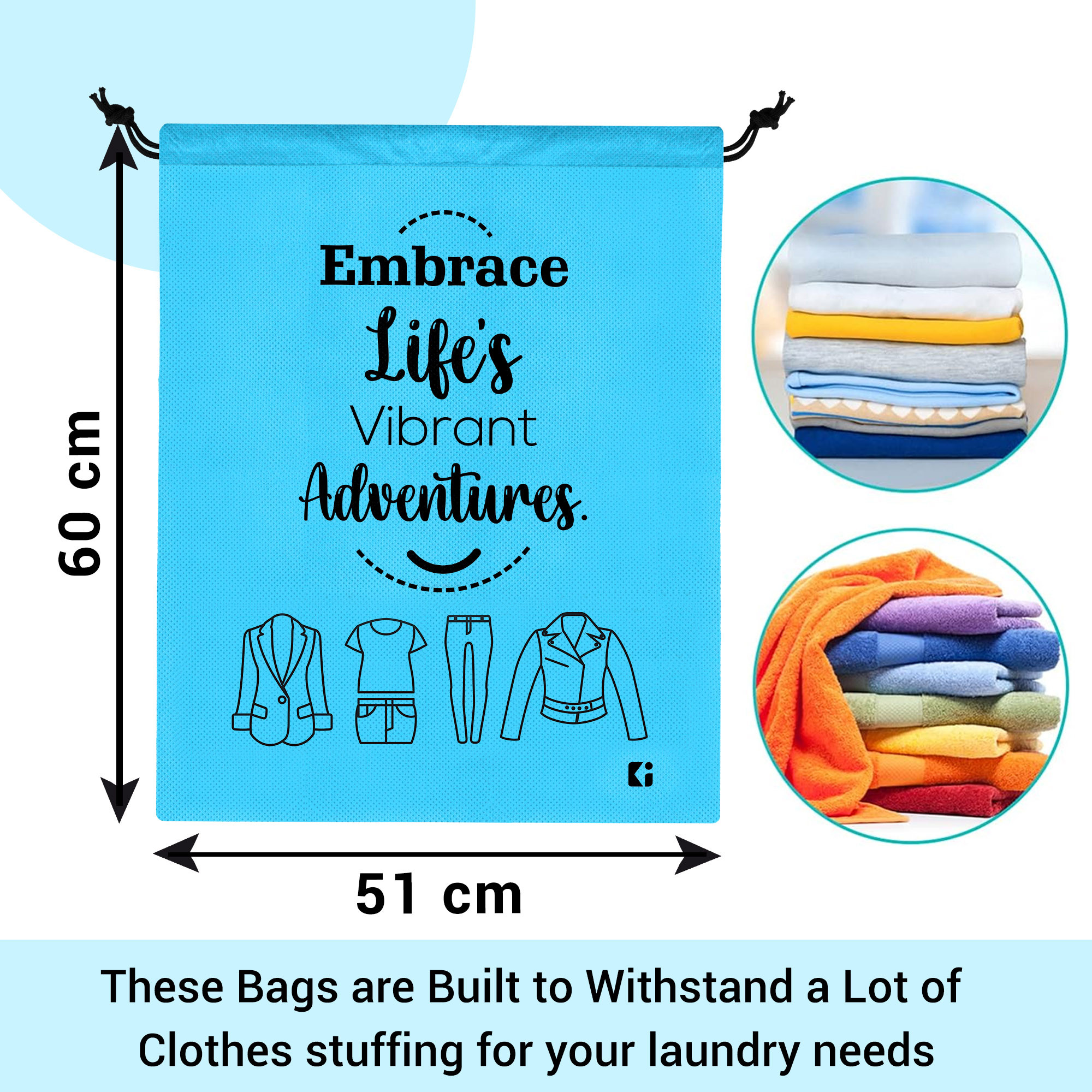 Kuber Industries Pack of 3 Cloth Storage Bag  Non-Woven Storage Organizer  Garments Cover for Laundry  Travel Storage Organizer for Clothing  Travel Cloth Carrying Bag  Medium  Sky Blue