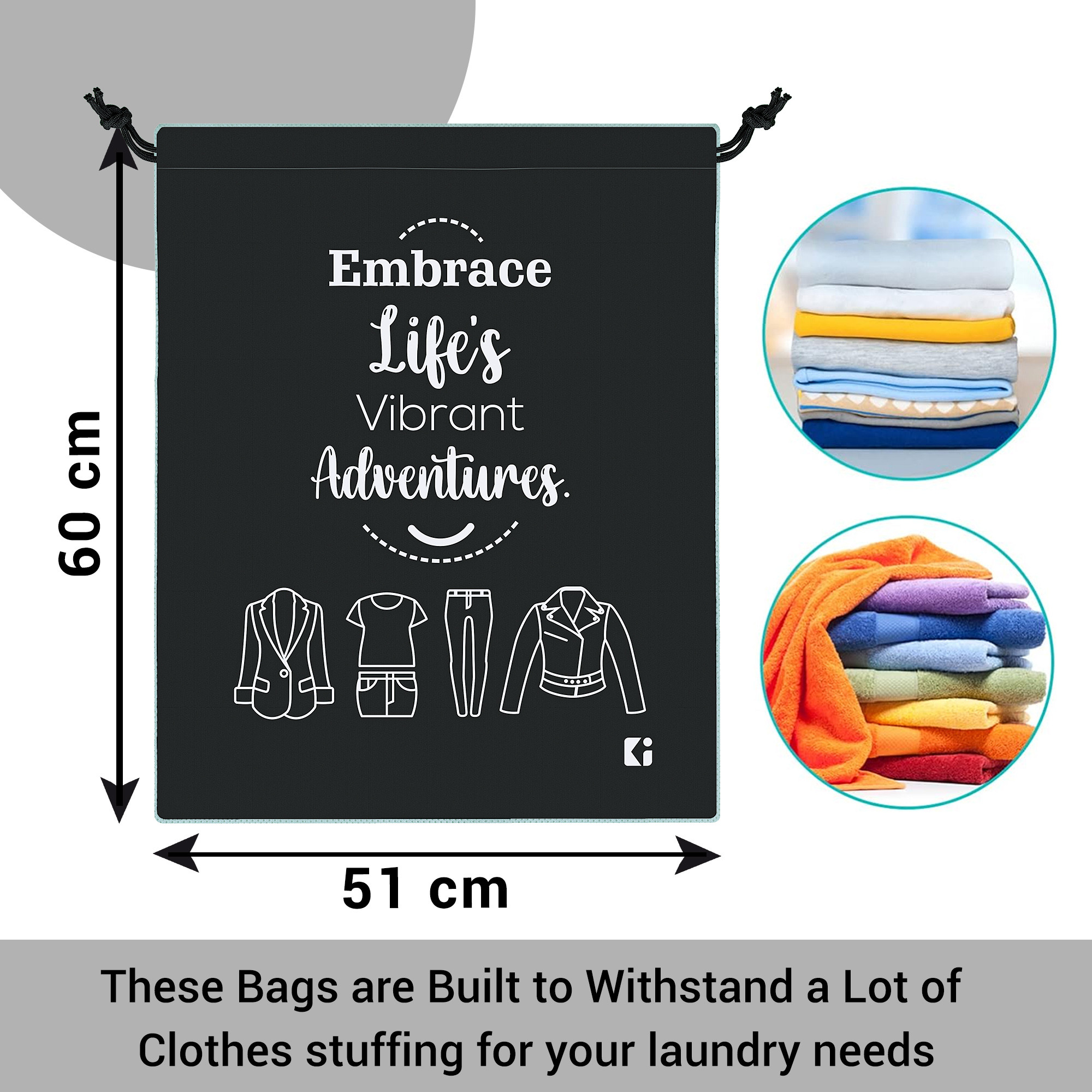 Kuber Industries Pack of 3 Cloth Storage Bag  Non-Woven Storage Organizer  Garments Cover for Laundry  Travel Storage Organizer for Clothing  Travel Cloth Carrying Bag  Medium  Black
