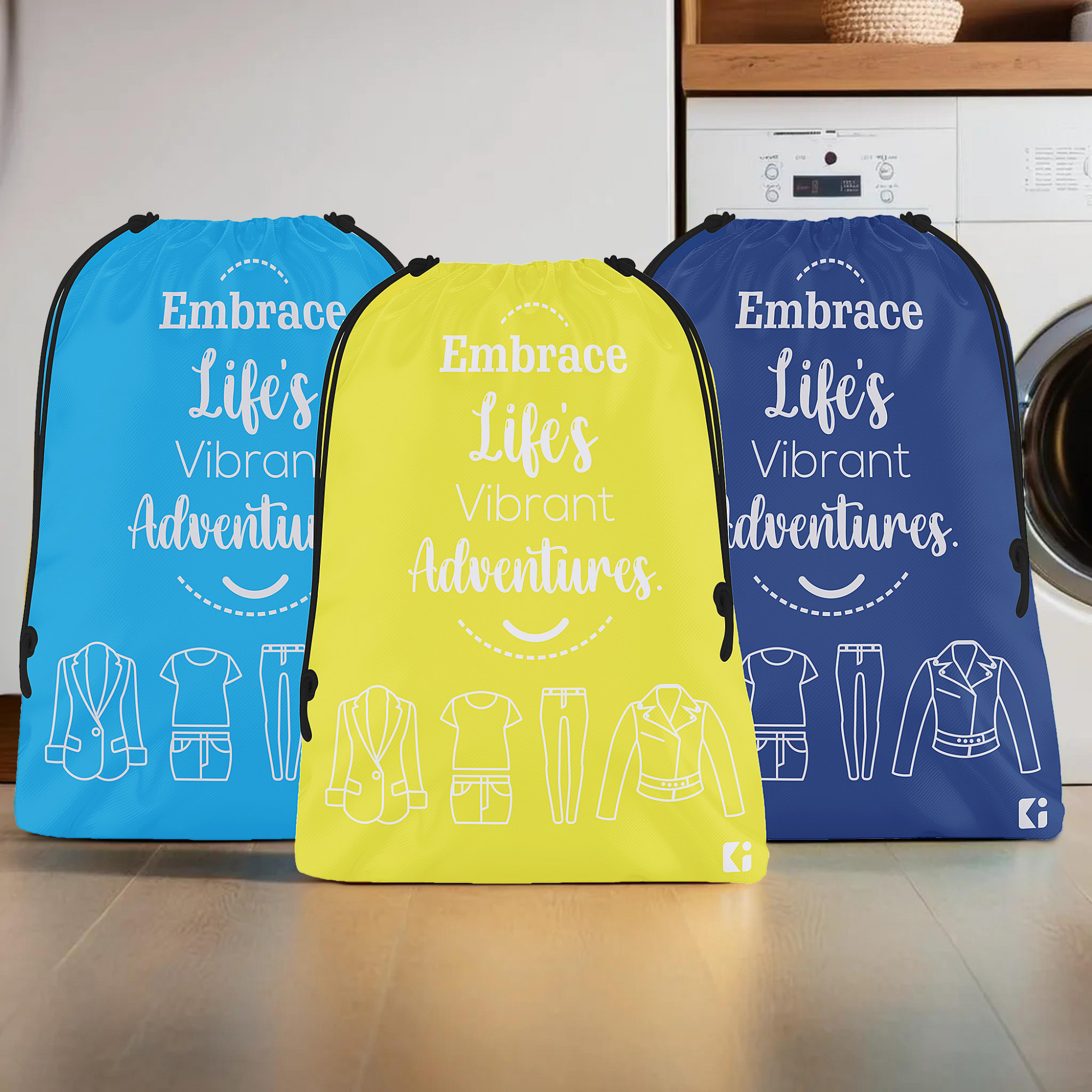 Kuber Industries Pack of 3 Cloth Storage Bag | Storage Organizer | Carrying Bag | Garments Cover for Laundry | Storage Organizer for Clothing-Travel | Medium | Yellow-Sky & Royal Blue