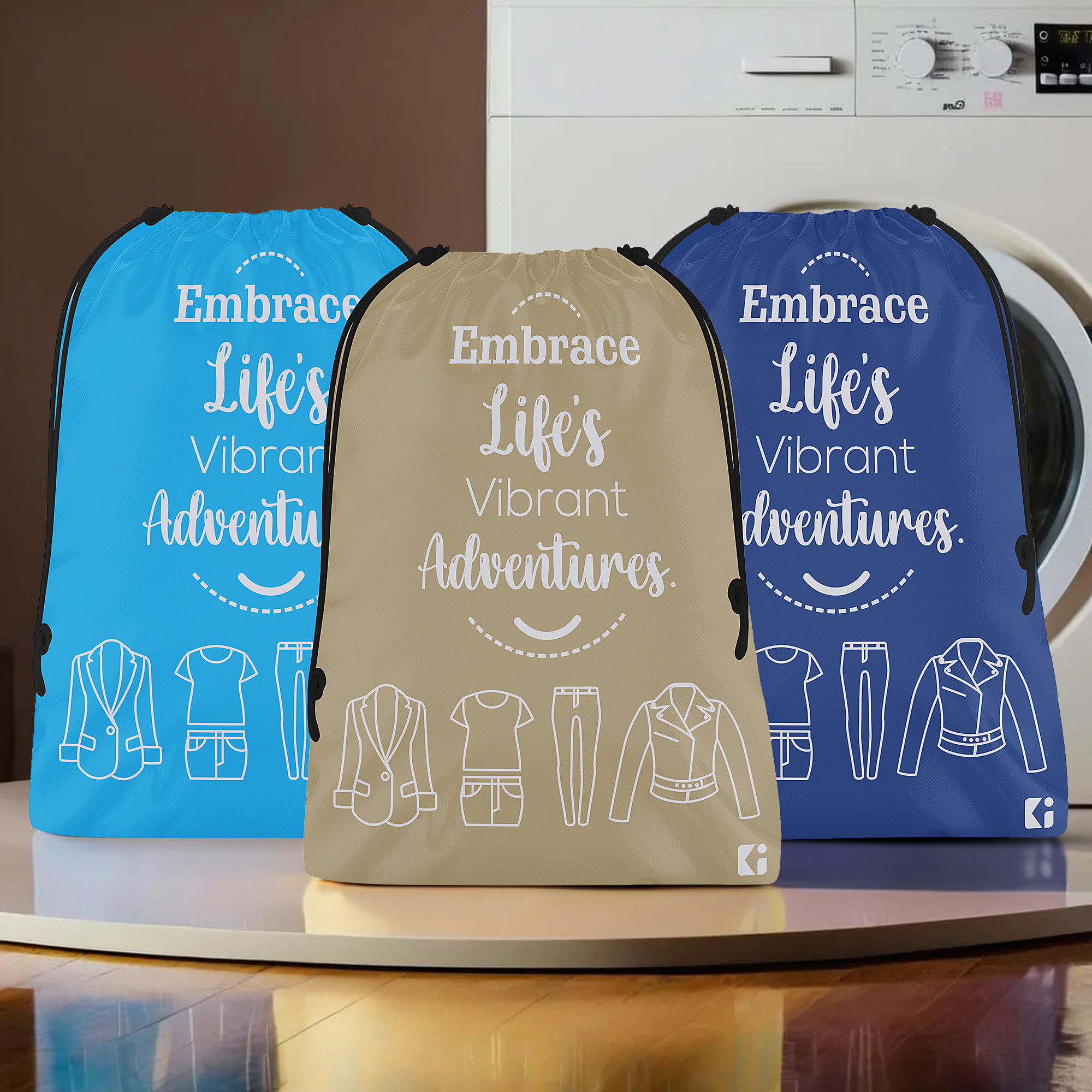 Kuber Industries Pack of 3 Cloth Storage Bag | Storage Organizer | Carrying Bag | Garments Cover for Laundry | Storage Organizer for Clothing-Travel | Medium | Brown-Sky & Royal Blue