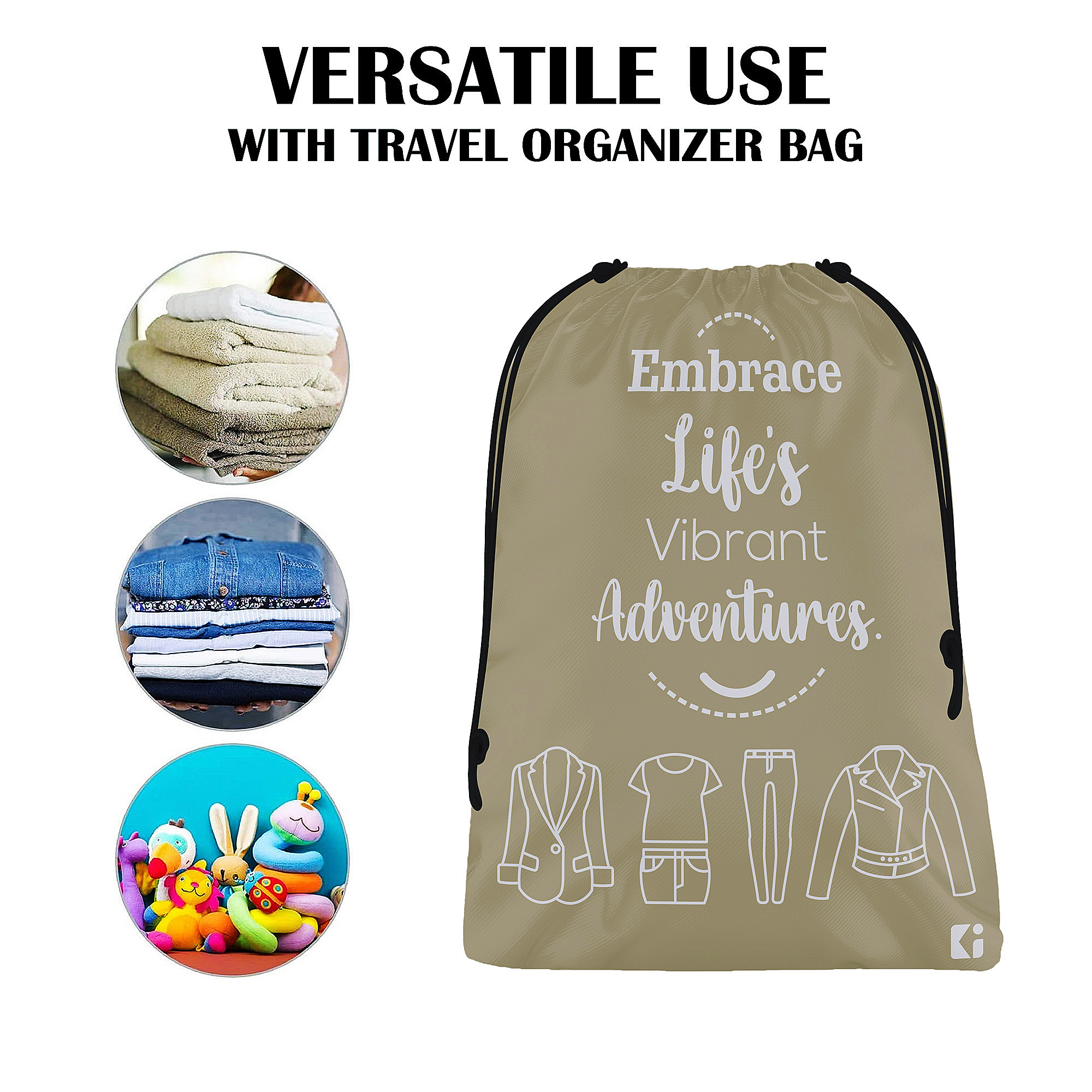 Kuber Industries Pack of 3 Cloth Storage Bag | Storage Organizer | Carrying Bag | Garments Cover for Laundry | Storage Organizer for Clothing-Travel | Medium | Brown-Sky Blue & Gray