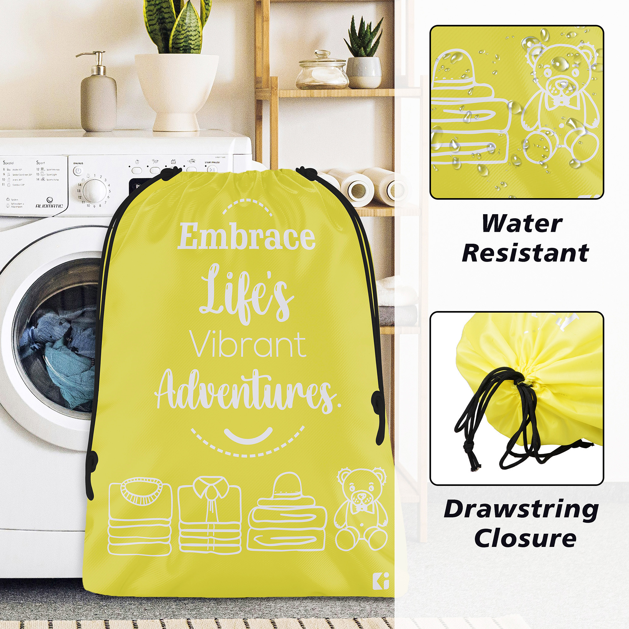 Kuber Industries Pack of 3 Cloth Storage Bag | Storage Organizer | Carrying Bag | Garments Cover for Laundry | Storage Organizer for Clothing-Travel | Large | Yellow-Brown & Gray