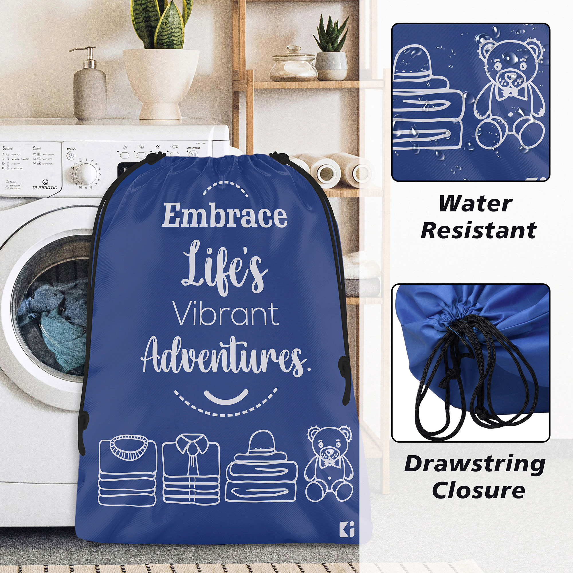 Kuber Industries Pack of 3 Cloth Storage Bag | Storage Organizer | Carrying Bag | Garments Cover for Laundry | Storage Organizer for Clothing-Travel | Large | Yellow-Royal Blue & Gray