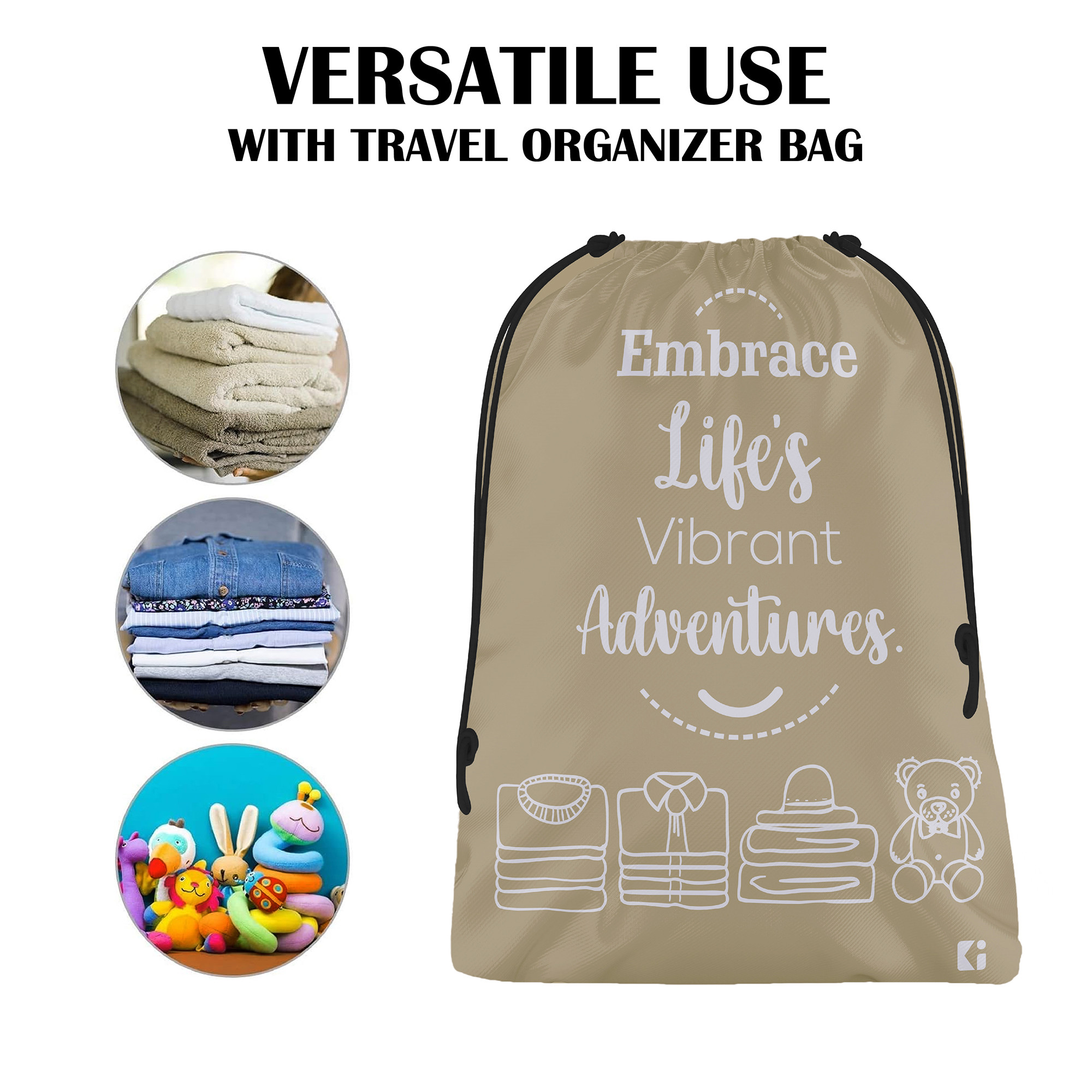 Kuber Industries Pack of 3 Cloth Storage Bag | Storage Organizer | Carrying Bag | Garments Cover for Laundry | Storage Organizer for Clothing-Travel | Large | Brown-Sky & Royal Blue