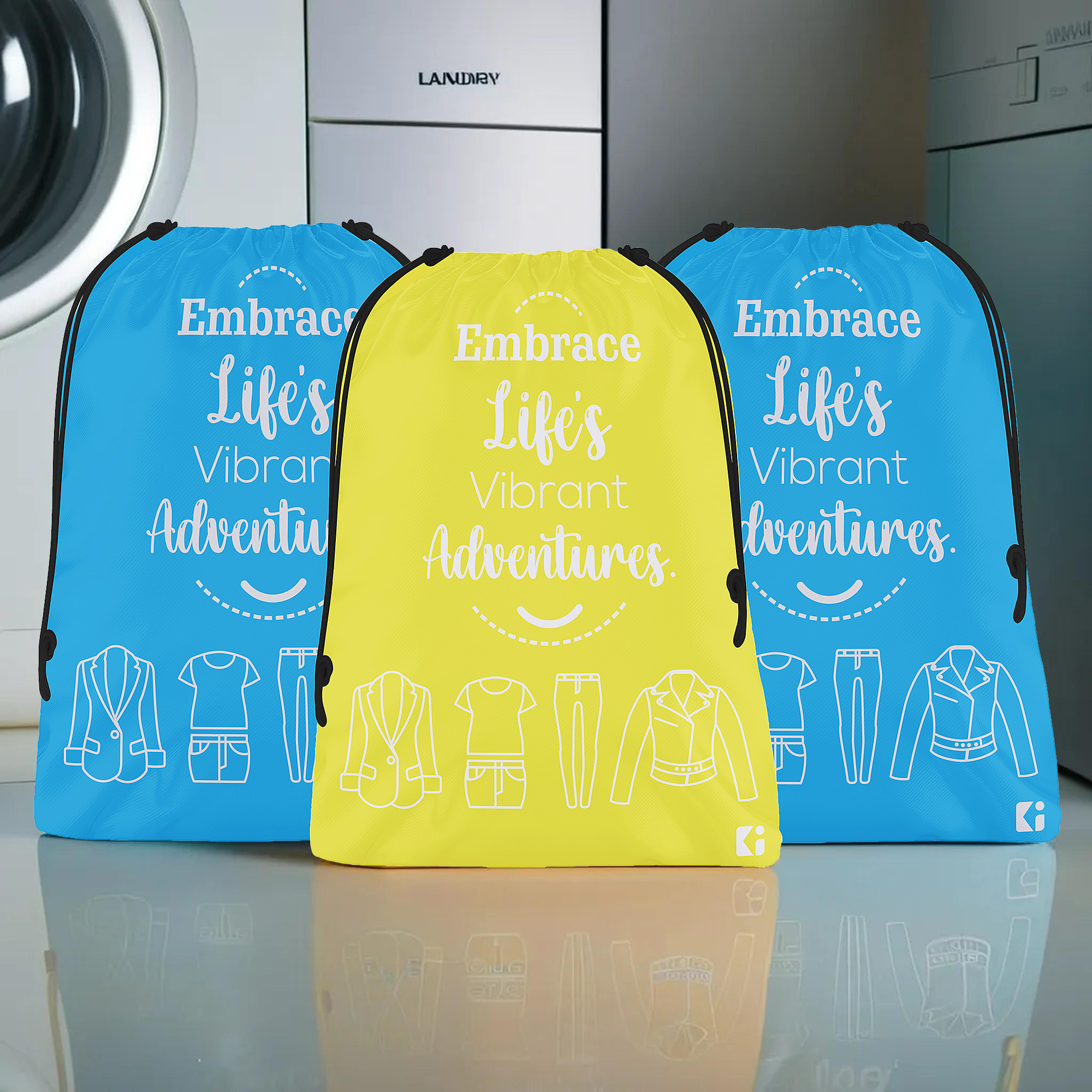 Kuber Industries Pack of 3 Cloth Storage Bag | Storage Organizer | Travel Cloth Carrying Bag | Garments Cover for Laundry | Storage Organizer for Clothing-Travel | Medium | Yellow & Sky Blue