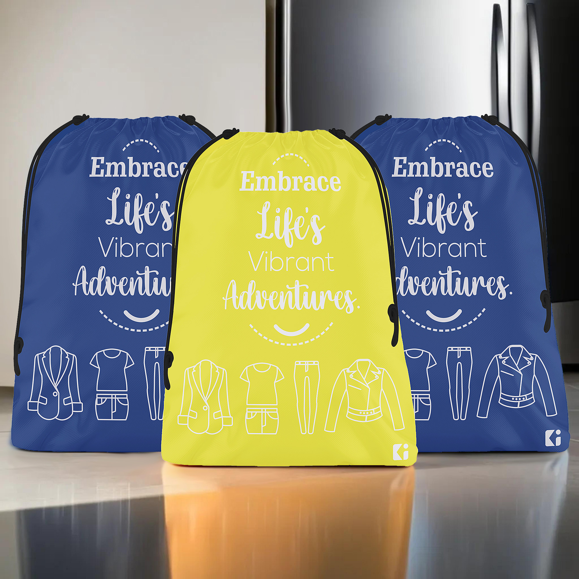 Kuber Industries Pack of 3 Cloth Storage Bag | Storage Organizer | Travel Cloth Carrying Bag | Garments Cover for Laundry | Storage Organizer for Clothing-Travel | Medium | Yellow & Royal Blue
