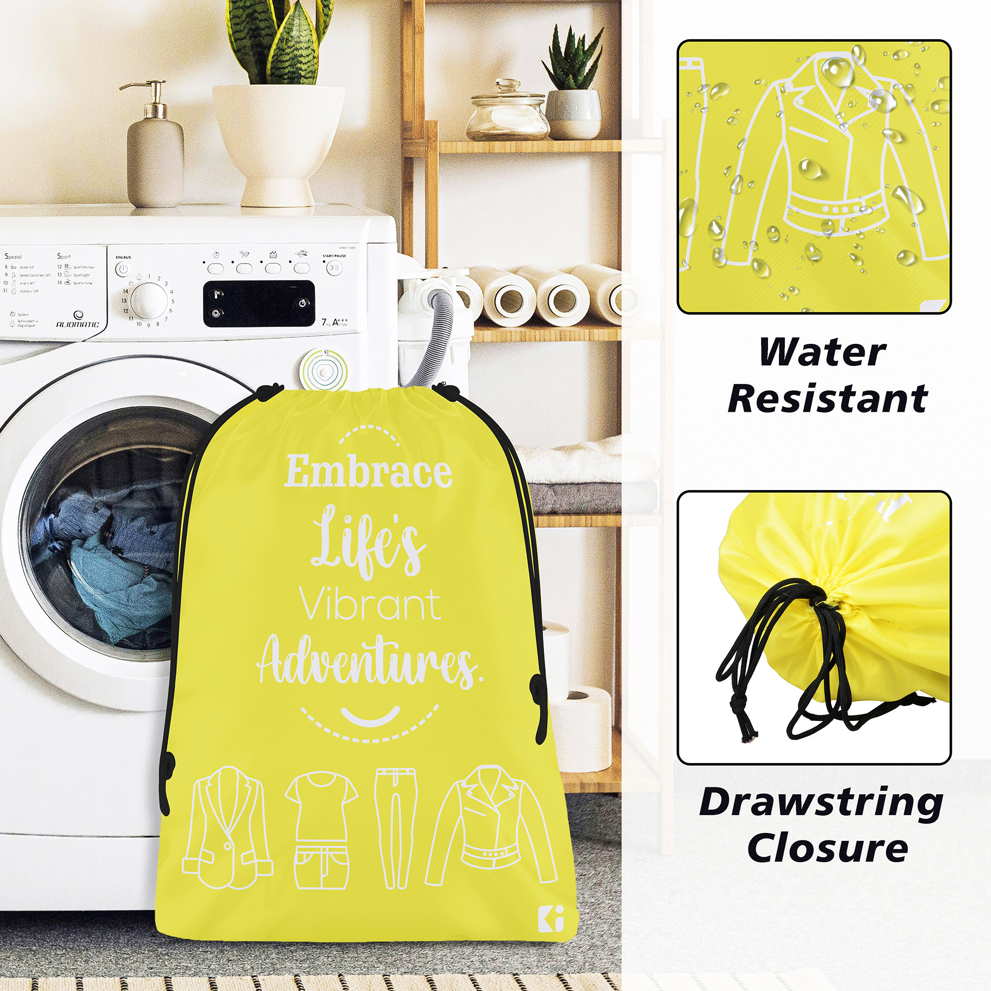 Kuber Industries Pack of 3 Cloth Storage Bag | Storage Organizer | Travel Cloth Carrying Bag | Garments Cover for Laundry | Storage Organizer for Clothing-Travel | Medium | Yellow & Gray
