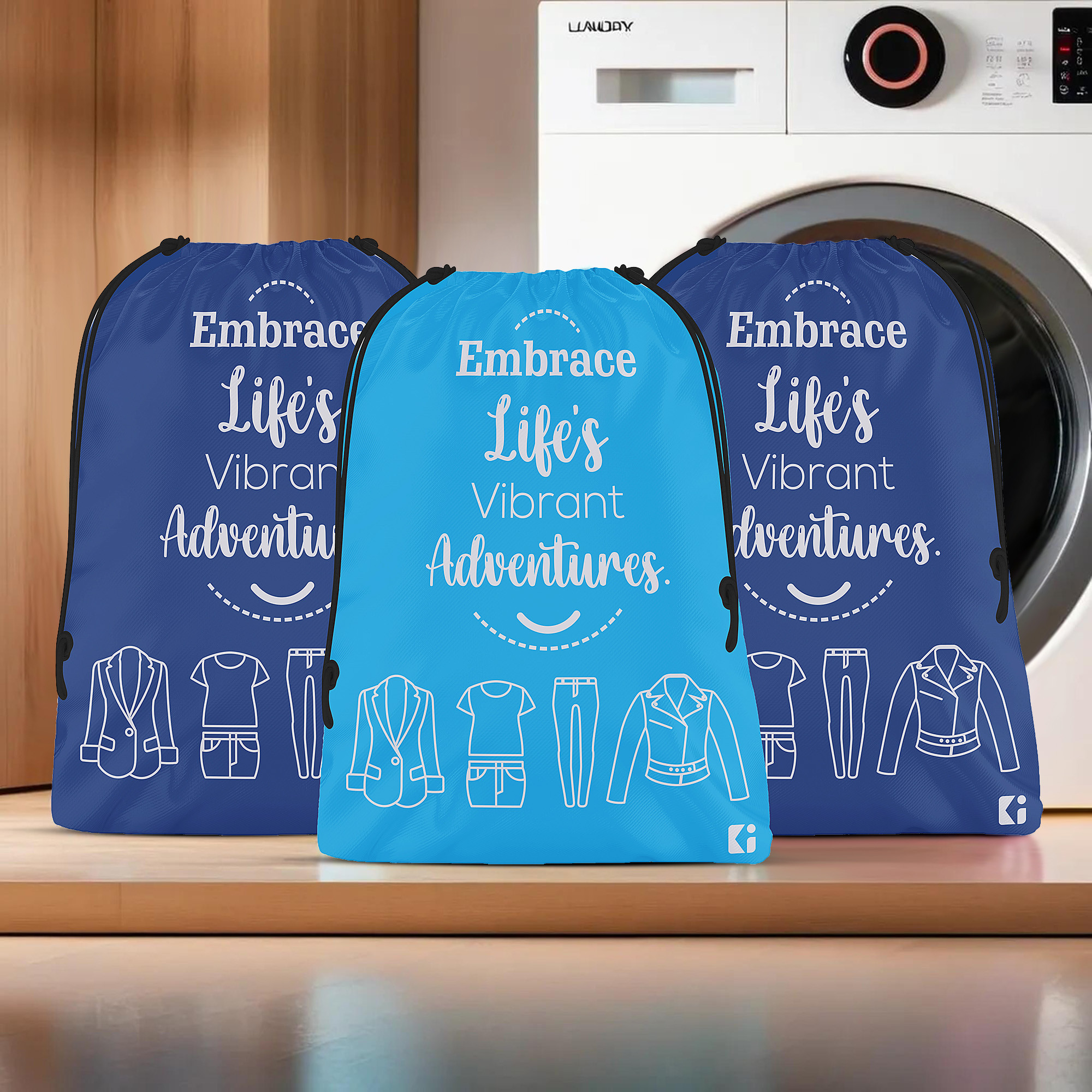 Kuber Industries Pack of 3 Cloth Storage Bag | Storage Organizer | Travel Cloth Carrying Bag | Garments Cover for Laundry | Storage Organizer for Clothing-Travel | Medium | Sky & Royal Blue
