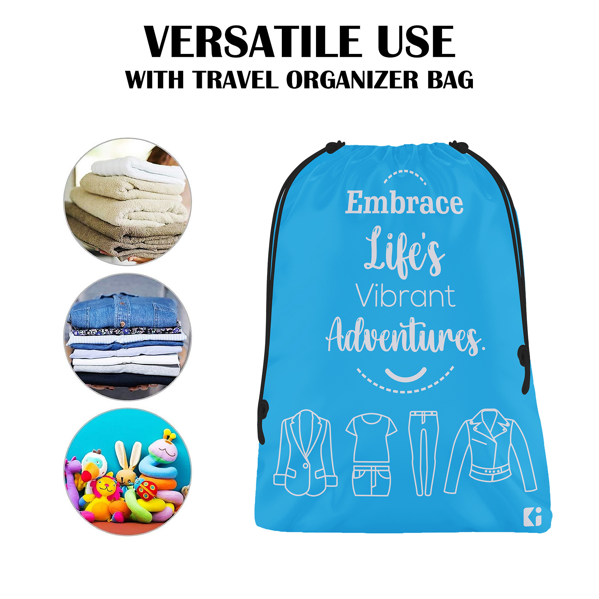 Kuber Industries Pack of 3 Cloth Storage Bag | Storage Organizer | Travel Cloth Carrying Bag | Garments Cover for Laundry | Storage Organizer for Clothing-Travel | Medium | Sky & Royal Blue