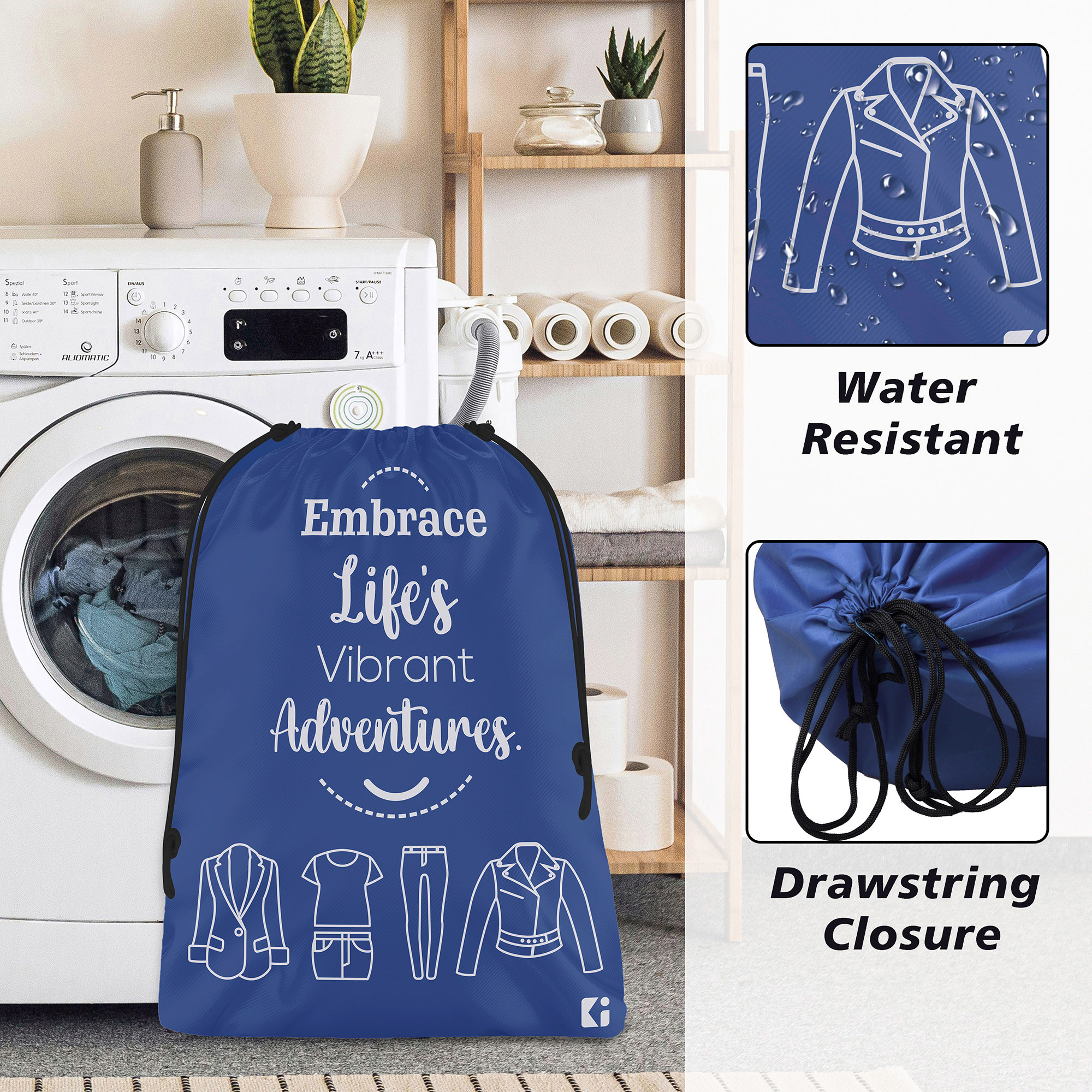 Kuber Industries Pack of 3 Cloth Storage Bag | Storage Organizer | Travel Cloth Carrying Bag | Garments Cover for Laundry | Storage Organizer for Clothing-Travel | Medium | Royal Blue & Gray