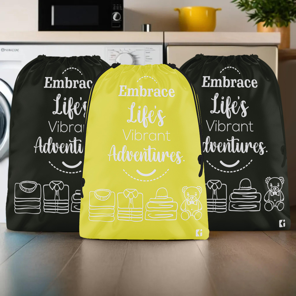 Kuber Industries Pack of 3 Cloth Storage Bag | Storage Organizer | Travel Cloth Carrying Bag | Garments Cover for Laundry | Storage Organizer for Clothing-Travel | Large | Yellow &amp; Black