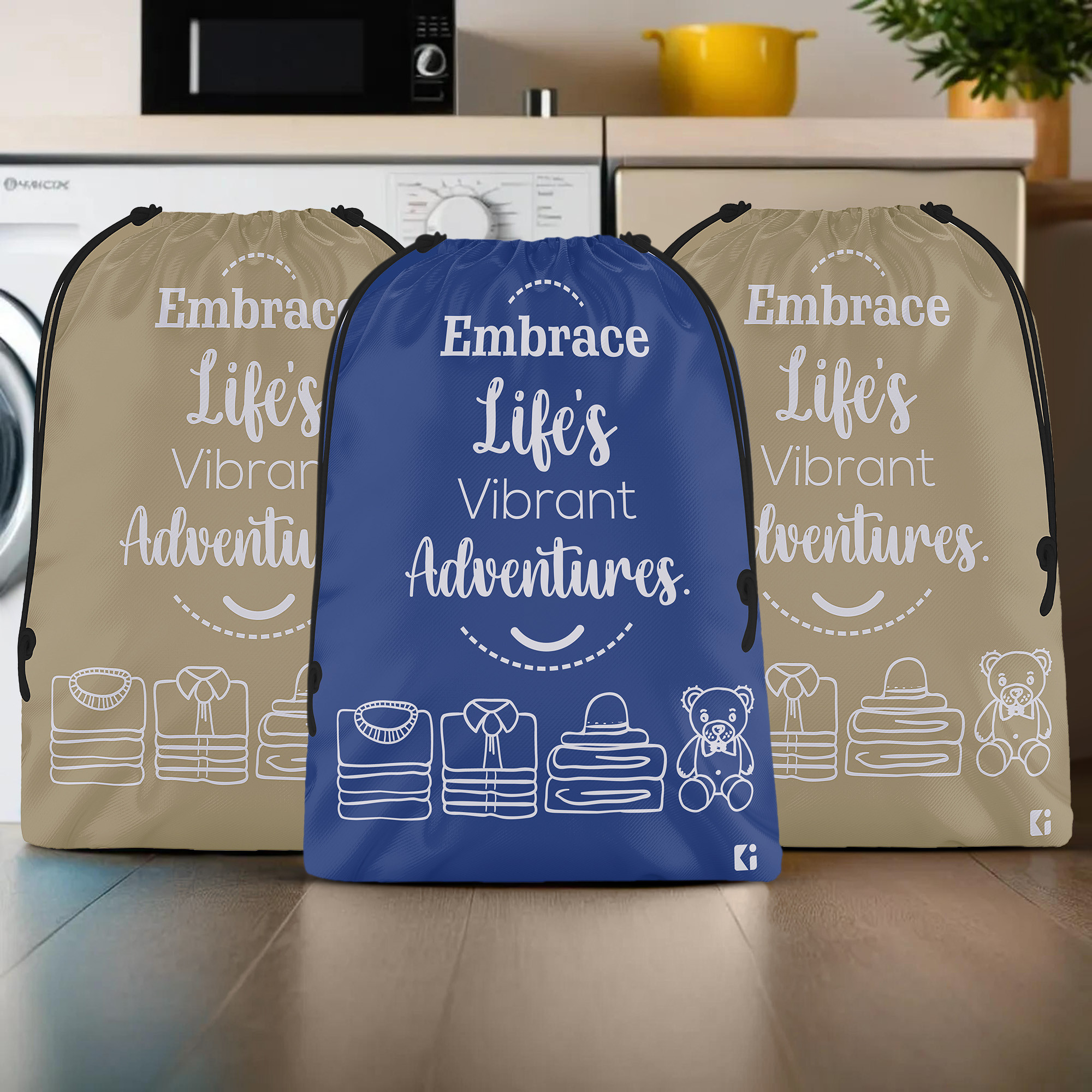 Kuber Industries Pack of 3 Cloth Storage Bag | Storage Organizer | Travel Cloth Carrying Bag | Garments Cover for Laundry | Storage Organizer for Clothing-Travel | Large | Brown & Royal Blue