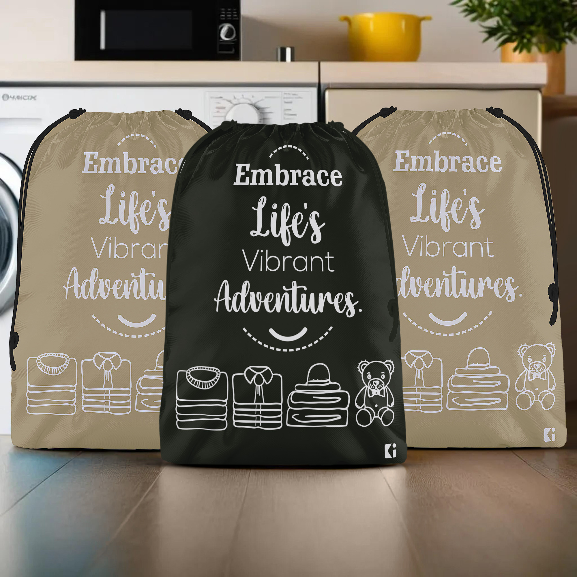 Kuber Industries Pack of 3 Cloth Storage Bag | Storage Organizer | Travel Cloth Carrying Bag | Garments Cover for Laundry | Storage Organizer for Clothing-Travel | Large | Brown & Black