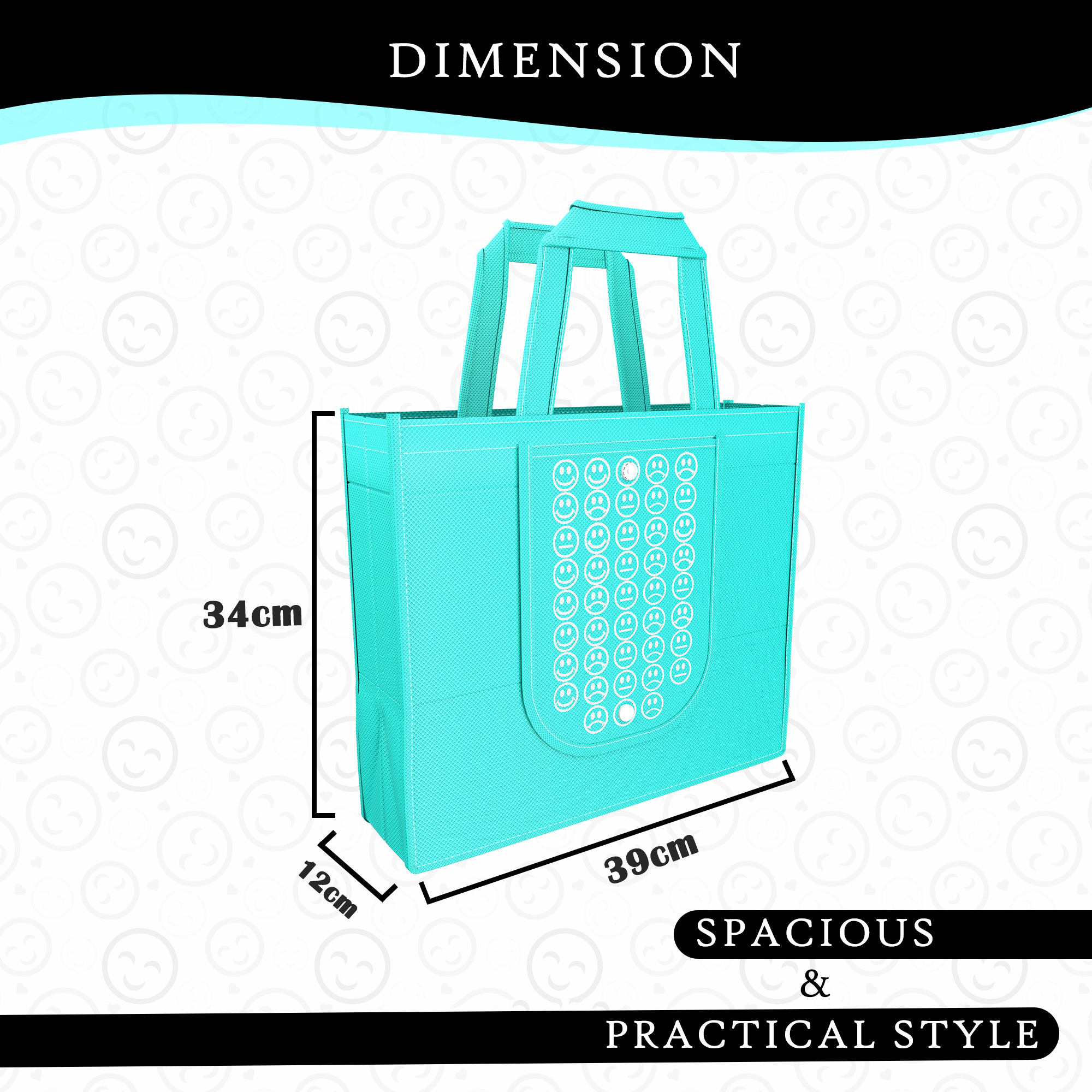 Kuber Industries Pack of 3 Foldable Shopping Bags For Women  GroceryVegetable Bags For Market  JholaThela  Daily Use Bags  Smile- Blue