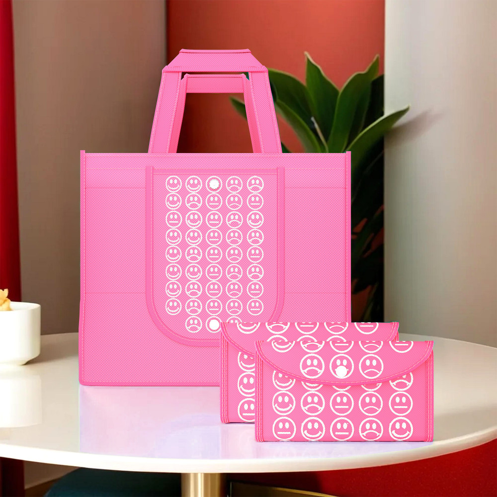 Image of Kuber Industries  Foldable Shopping Bags For Women | Grocery/Vegetable Bags For Market | Jhola/Thela & Daily Use Bags | Smile- Pink