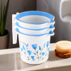 Pack of 3 Multi-Functional 1.5 Liter Plastic Mug for Bathroom | Durable for Daily Use in Bathrooms | Lightweight Bathing Mug for Rinsing and Showering | Tulip Print - Blue