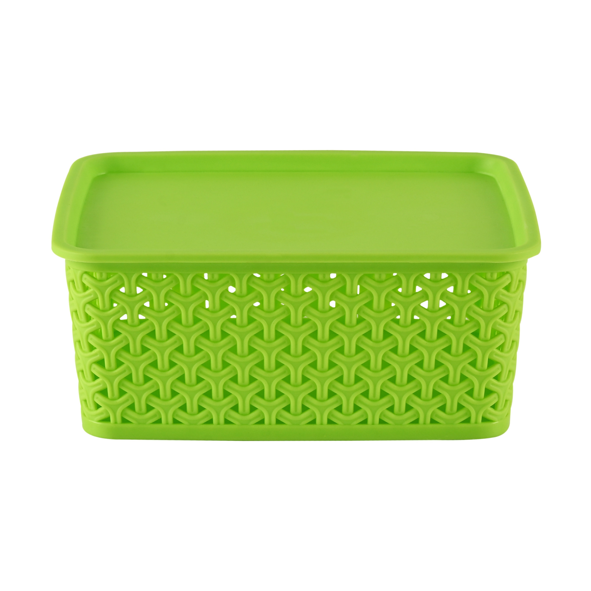 Kuber Industries Pack of 3 Multipurpose Storage Baskets with Lid for Organizing Home  Office  H1- Storage BoxTray- Ideal for Kitchen Bathroom Clothes Makeup  Stationery  Multicolor