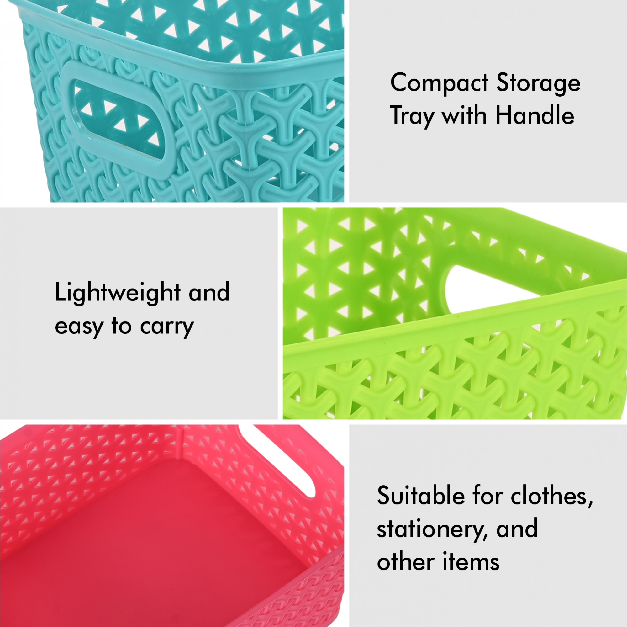 Kuber Industries Pack of 3 Multipurpose Storage Baskets with Lid for Organizing Home  Office  H1- Storage BoxTray- Ideal for Kitchen Bathroom Clothes Makeup  Stationery  Multicolor