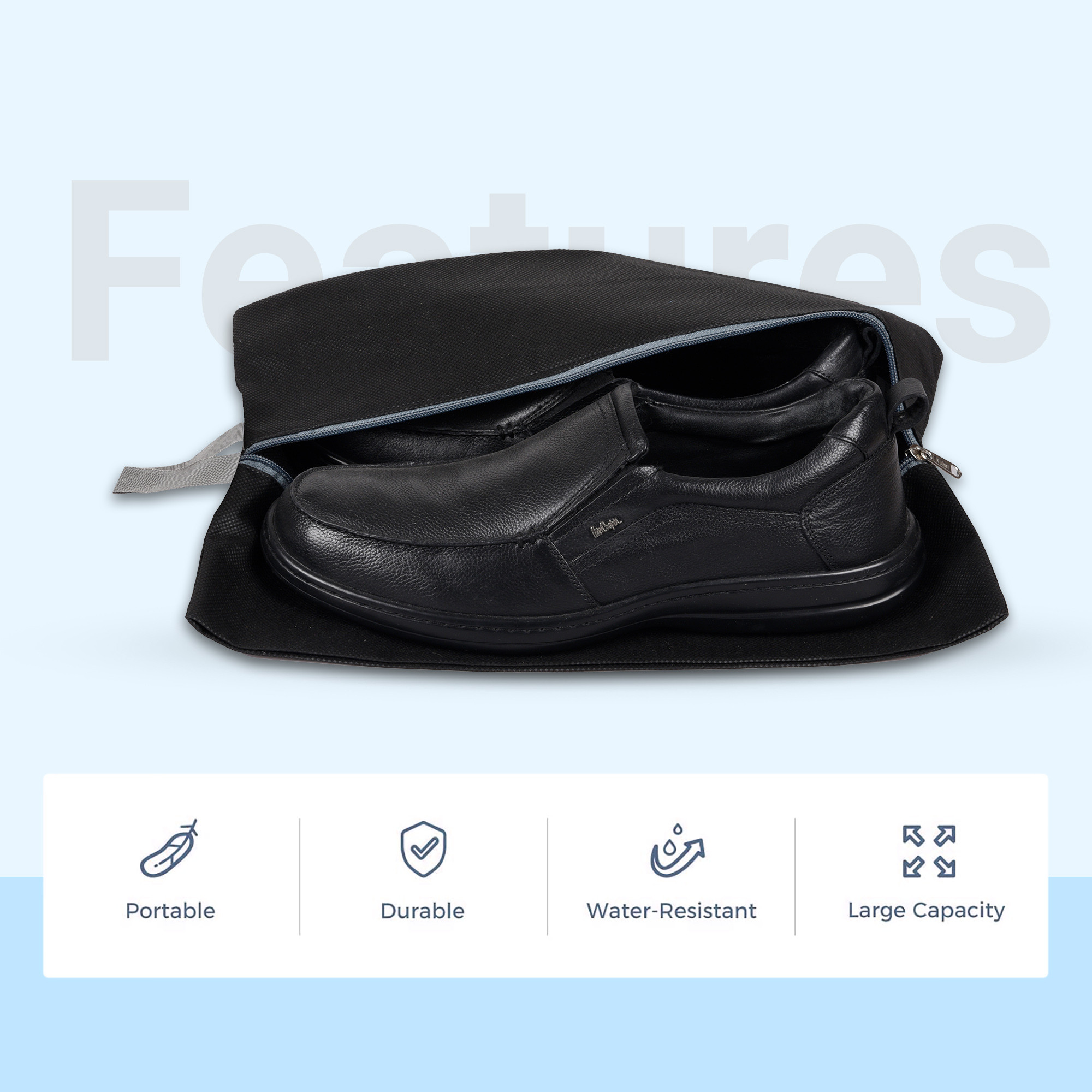 Kuber Industries Pack of 3 Shoe Bag For Travel  Drawstring Footwear Pouches  Toiletries Packing BagsCovers For Travelling  Plain - Black