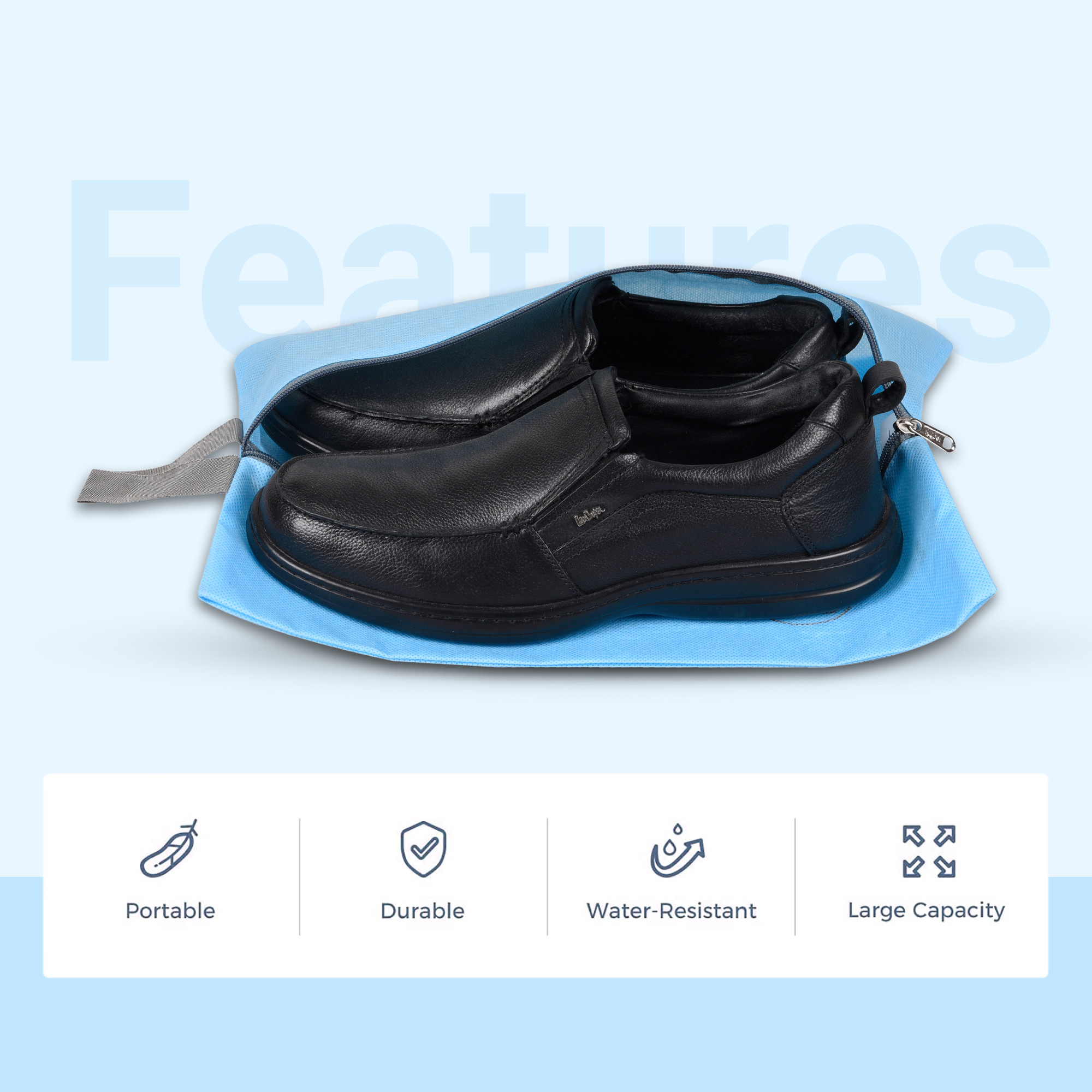 Kuber Industries Pack of 3 Shoe Bag For Travel  Drawstring Footwear Pouches  Toiletries Packing BagsCovers For Travelling  Plain - Sky Blue