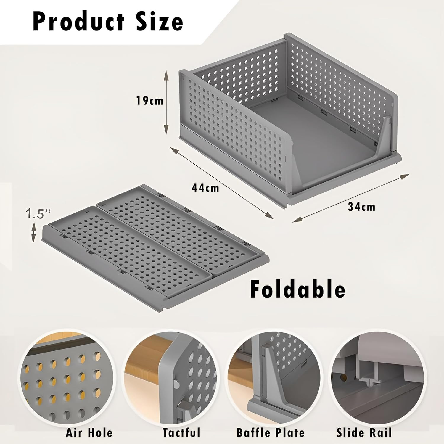 Kuber Industries Pack of 3 Storage Organizer | Wardrobe Organizer | Cloth Organizer | Foldable Shirt Stacker Box for Almirah | Closet Storage Basket | Large | White & Gray & Ivory