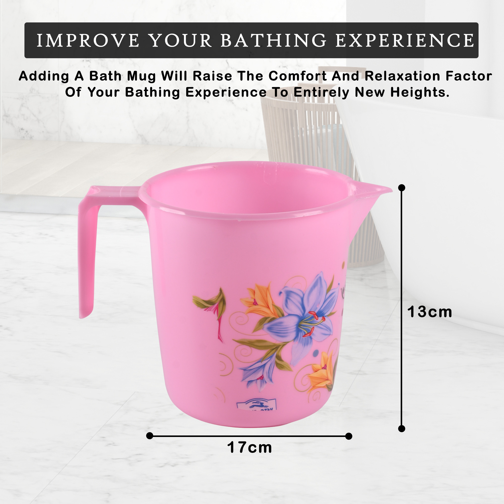 Kuber Industries Pack of 4 Bath Mug 500 ML Multipurpose Mug for Bathroom  Plastic Bathroom Mug  Reusable Bathing Mug  Mug for Toilet Laundry  Mug for Washroom  Pink