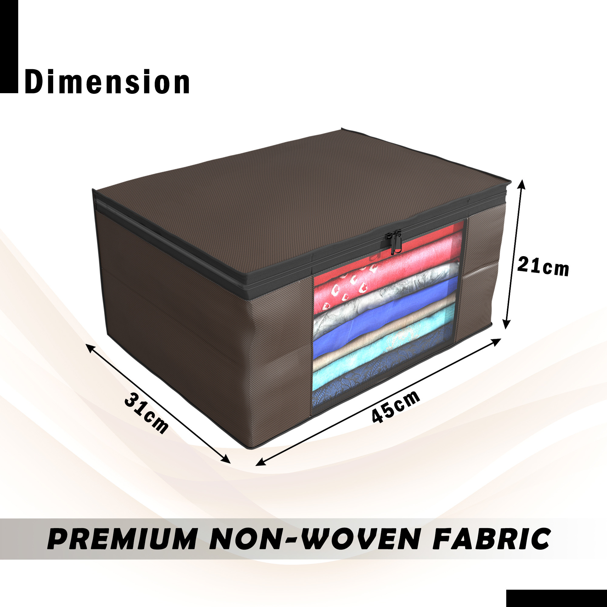 Kuber Industries Pack of 4 Saree Covers  Non-Woven Saree Bags 9 Inch Clothes Bag for Women  Foldable Storage Bag for Almirah  Wardrobe Black Piping Sari Cover Bags  Brown