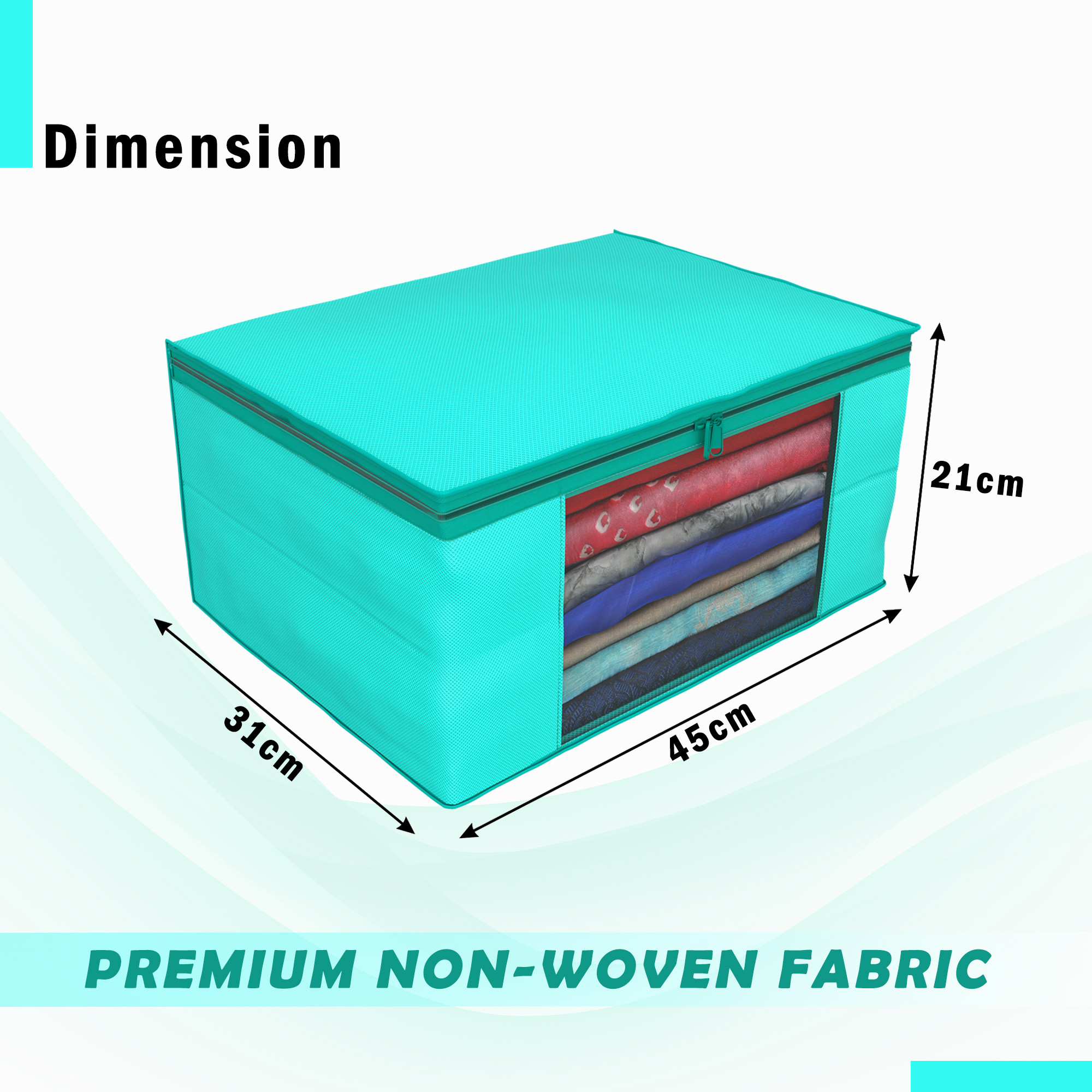 Kuber Industries Pack of 4 Saree Covers  Non-Woven Saree Bags 9 Inch Clothes Bag for Women  Foldable Storage Bag for Almirah  Wardrobe Organizer  Sari Cover Bags  Green