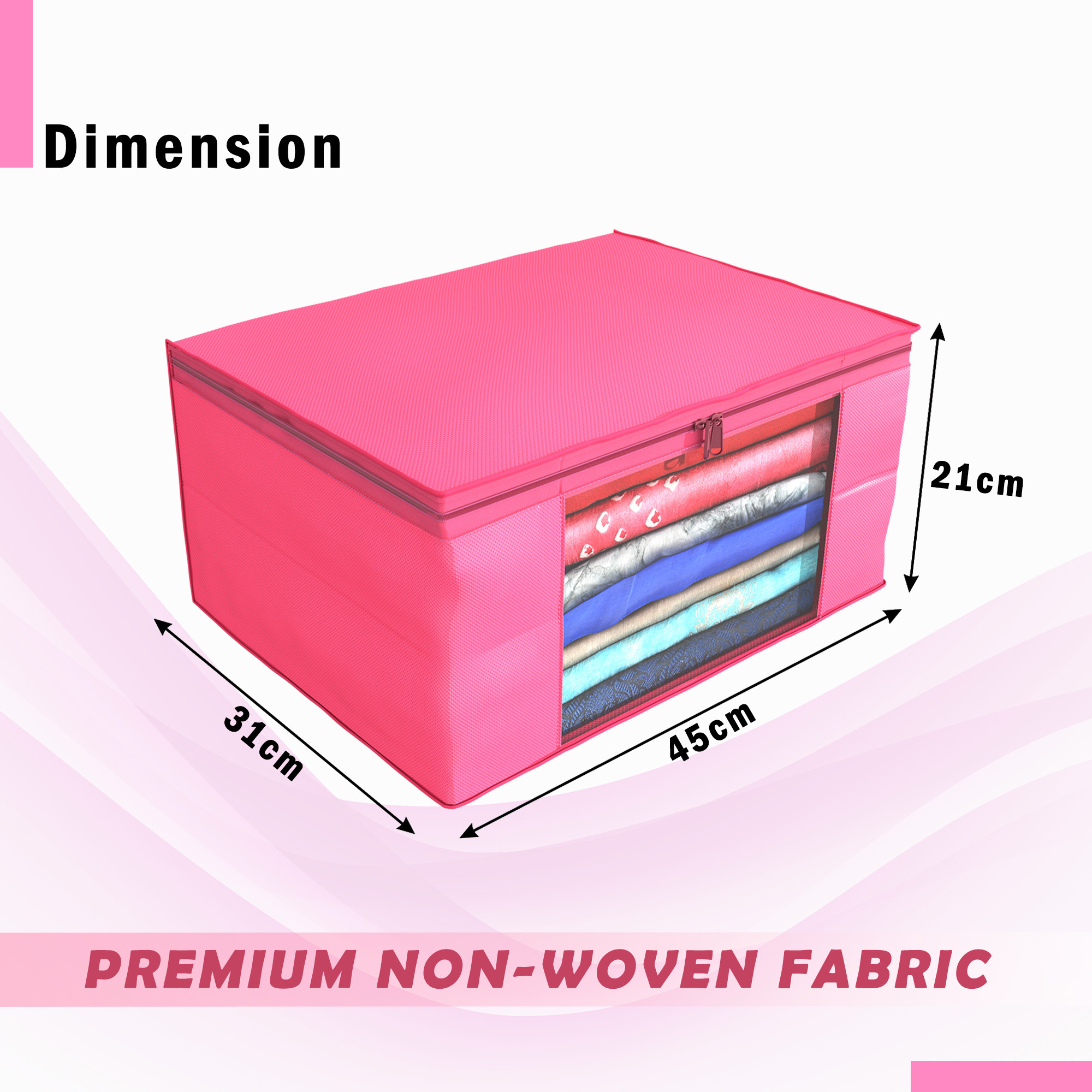 Kuber Industries Pack of 4 Saree Covers  Non-Woven Saree Bags 9 Inch Clothes Bag for Women  Foldable Storage Bag for Almirah  Wardrobe Organizer  Sari Cover Bags  Pink