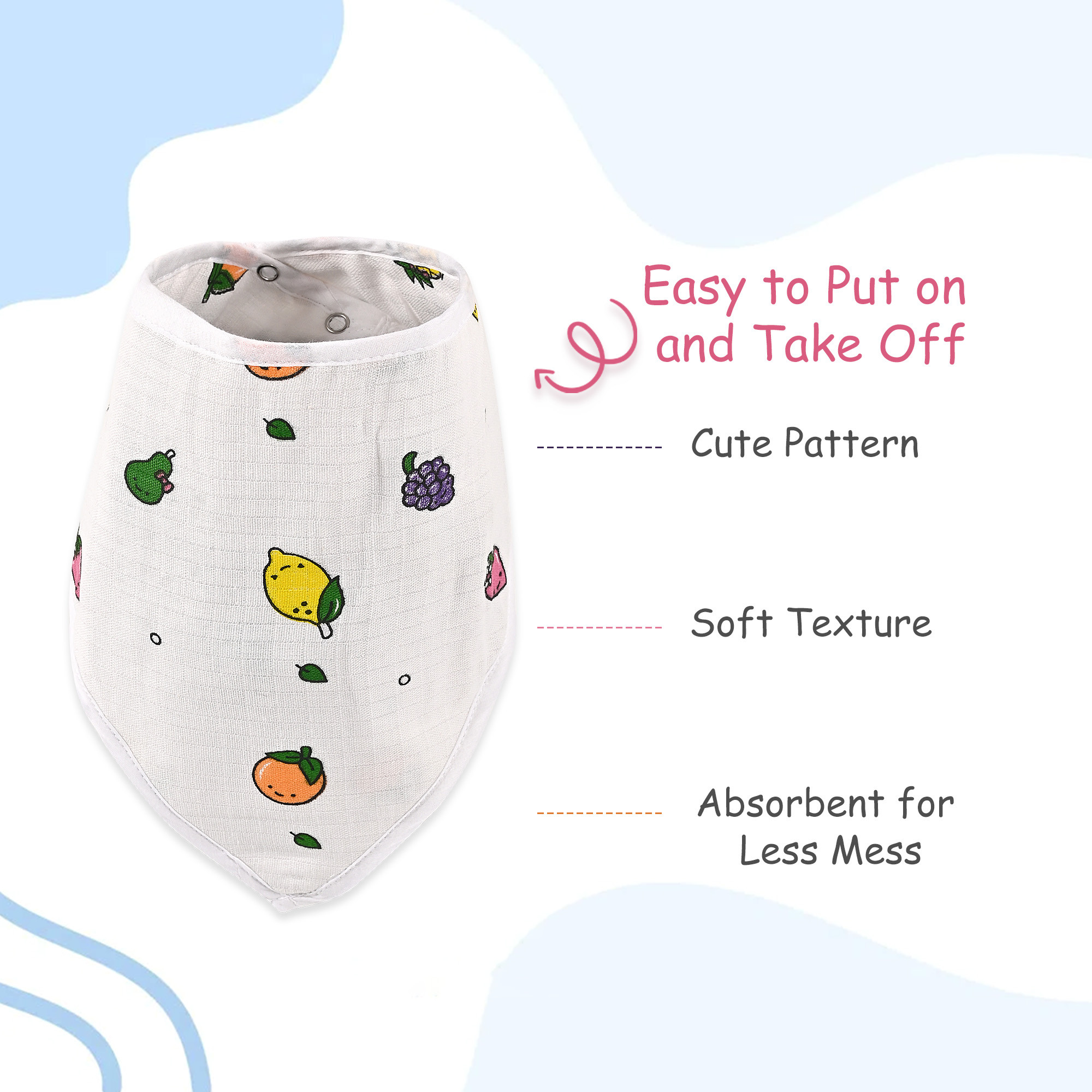 Kuber Industries Pack of 4 Soft Cotton Napkins  Bibs for New Born Baby 0 to 6 Months  Washable Baby Bip Apron for Feeding  Eating Food  White