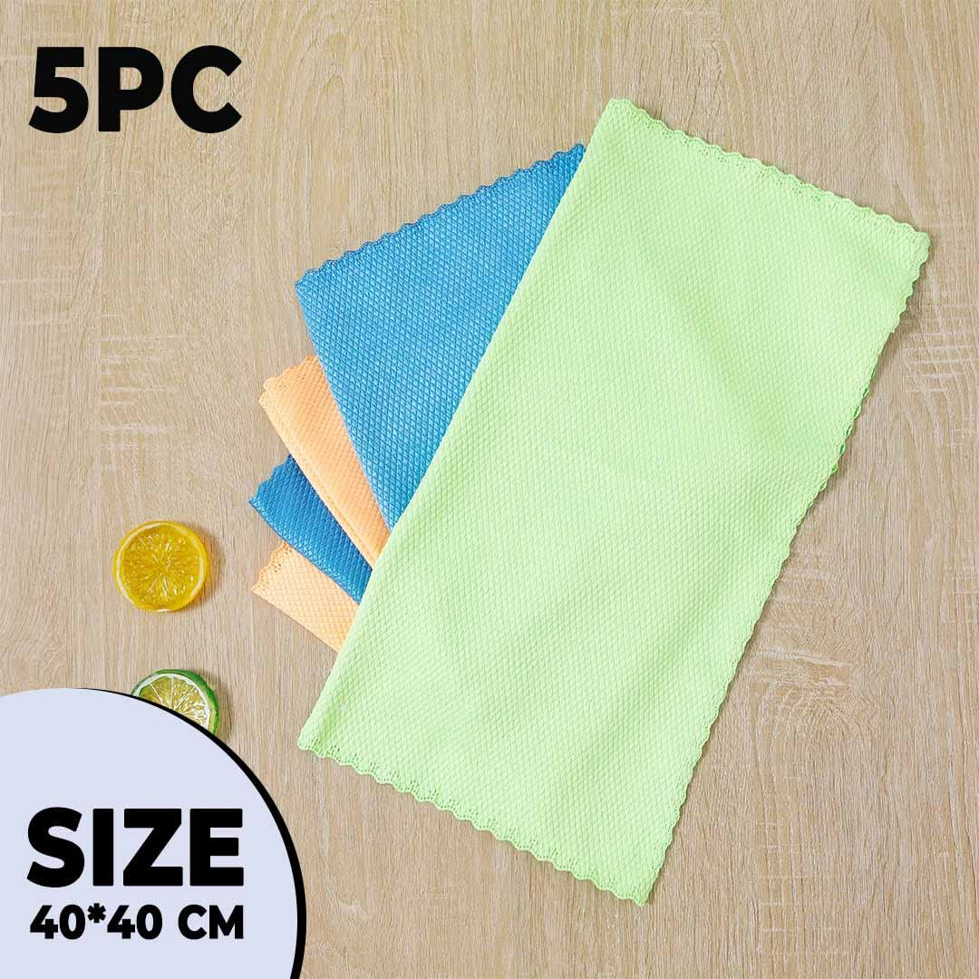 Kuber Industries Pack of 5 Scrubber for Kitchen | Multi-Purpose Microfiber Kitchen Cleaning Cloth with Fish Scales | Glass Cleaning Cloth | Polishing & Scrubbing | Multicolor