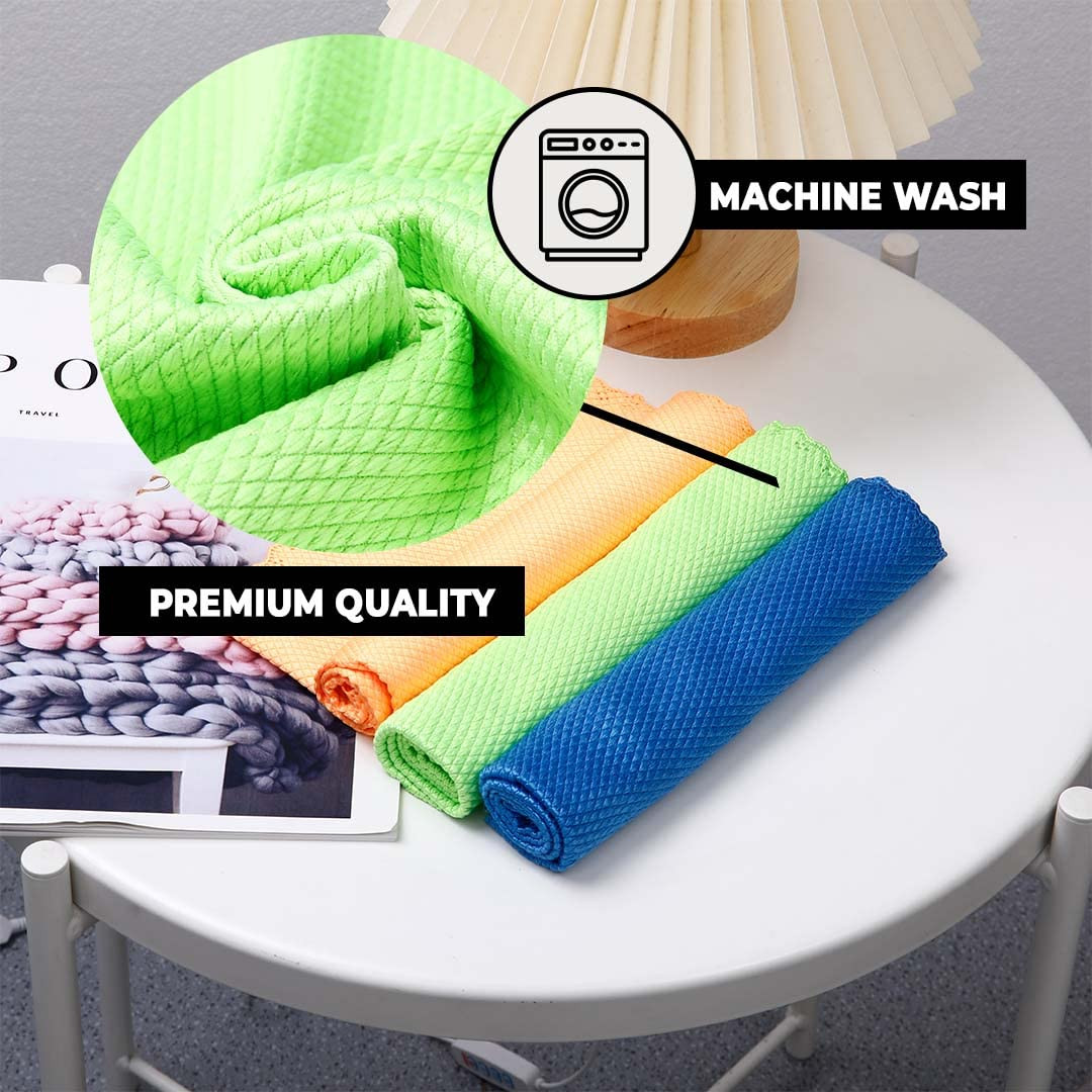Kuber Industries Pack of 5 Scrubber for Kitchen | Multi-Purpose Microfiber Kitchen Cleaning Cloth with Fish Scales | Glass Cleaning Cloth | Polishing & Scrubbing | Multicolor