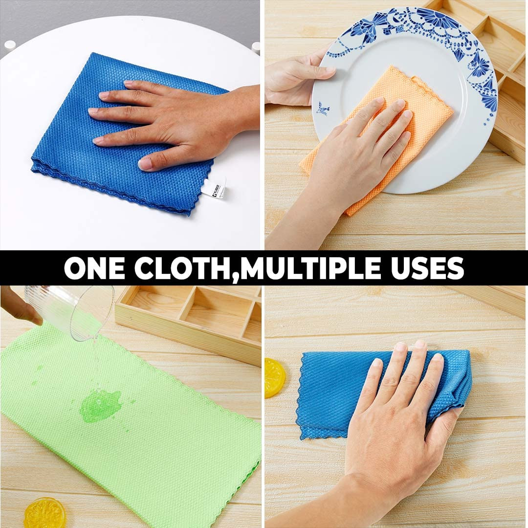 Kuber Industries Pack of 5 Scrubber for Kitchen | Multi-Purpose Microfiber Kitchen Cleaning Cloth with Fish Scales | Glass Cleaning Cloth | Polishing & Scrubbing | Multicolor