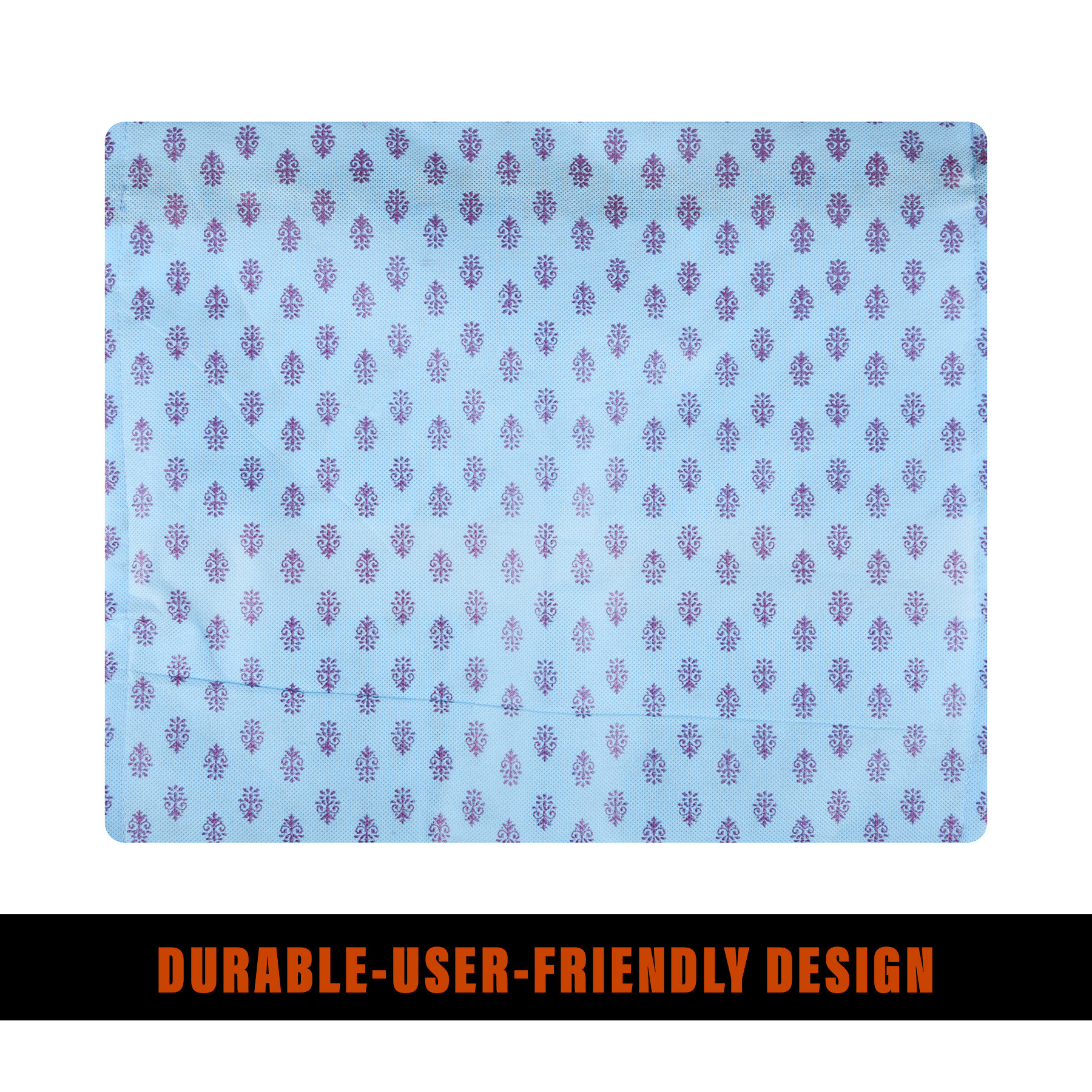 Kuber Industries Pack of 5 Single Saree Bags  Clothes Bags for Storage  Non-Woven Wardrobe Organizer  Mesh Window Cloth Storage Bags Set  Single Packing Saree Bags  Floral-Print  Sky Blue