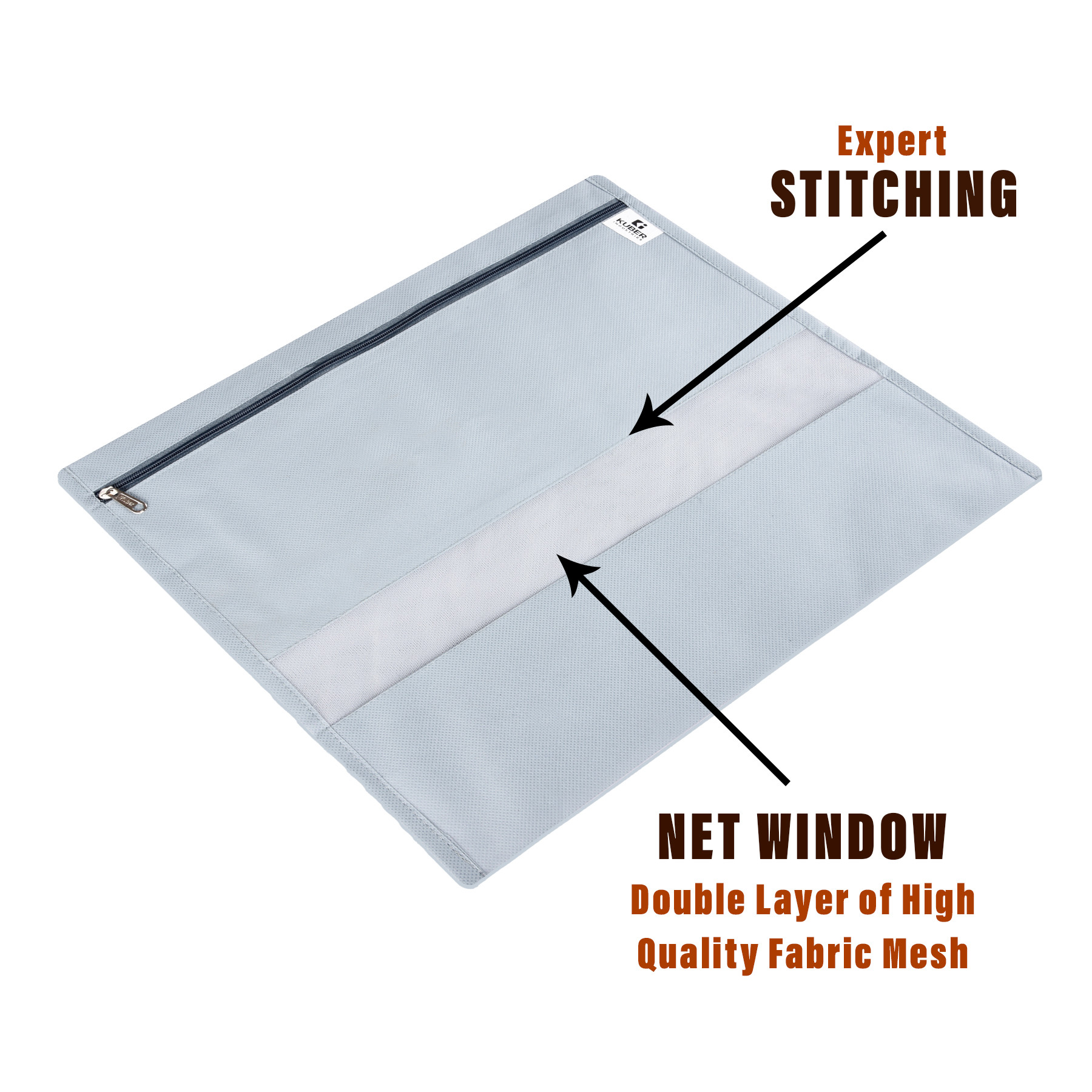 Kuber Industries Pack of 5 Single Saree Bags  Clothes Bags for Storage  Non-Woven Wardrobe Organizer  Mesh Window Cloth Storage Bags Set  Single Packing Saree Bags  Plain  Gray