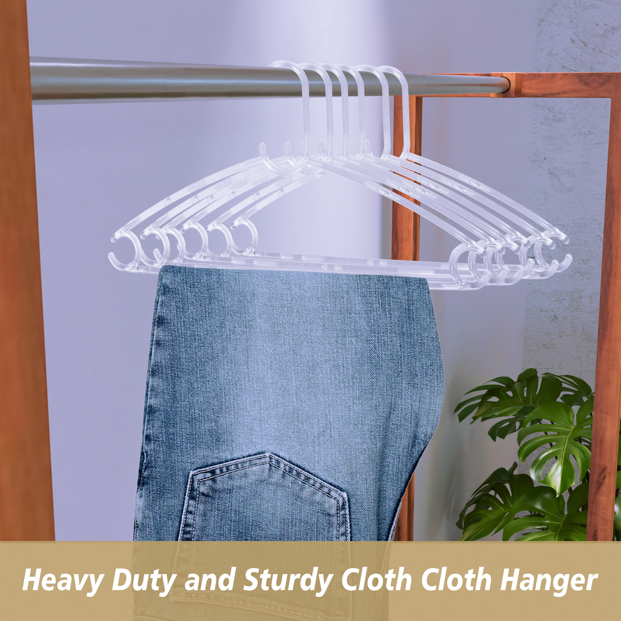 Kuber Industries Pack of 6 Clothes Hanger  Clothes Hanger Set for Shirts-Jackets-Dress-Pant  Coat and Shirt Hangers  Hanger for Skirts-Shorts-Saree-Jeans  C Cut Crystal Hanger  Transparent