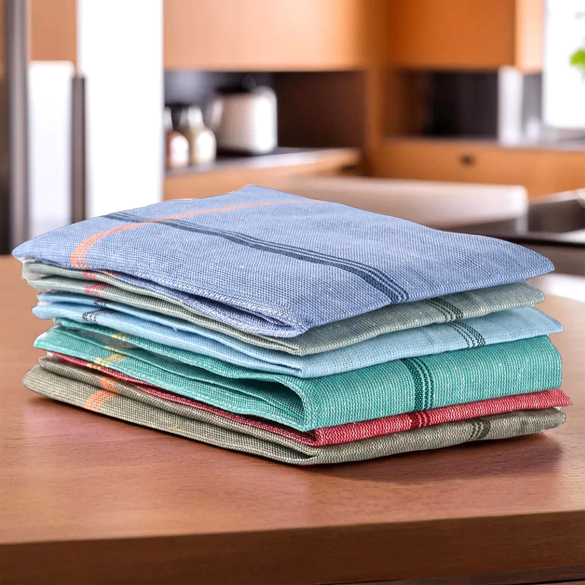 Kuber Industries Pack of 6 Cotton Kitchen ClothNapkins  Fridge Kitchen Cleaning  Roti Napkins With Tassles  19x19 Inches - Multicolor