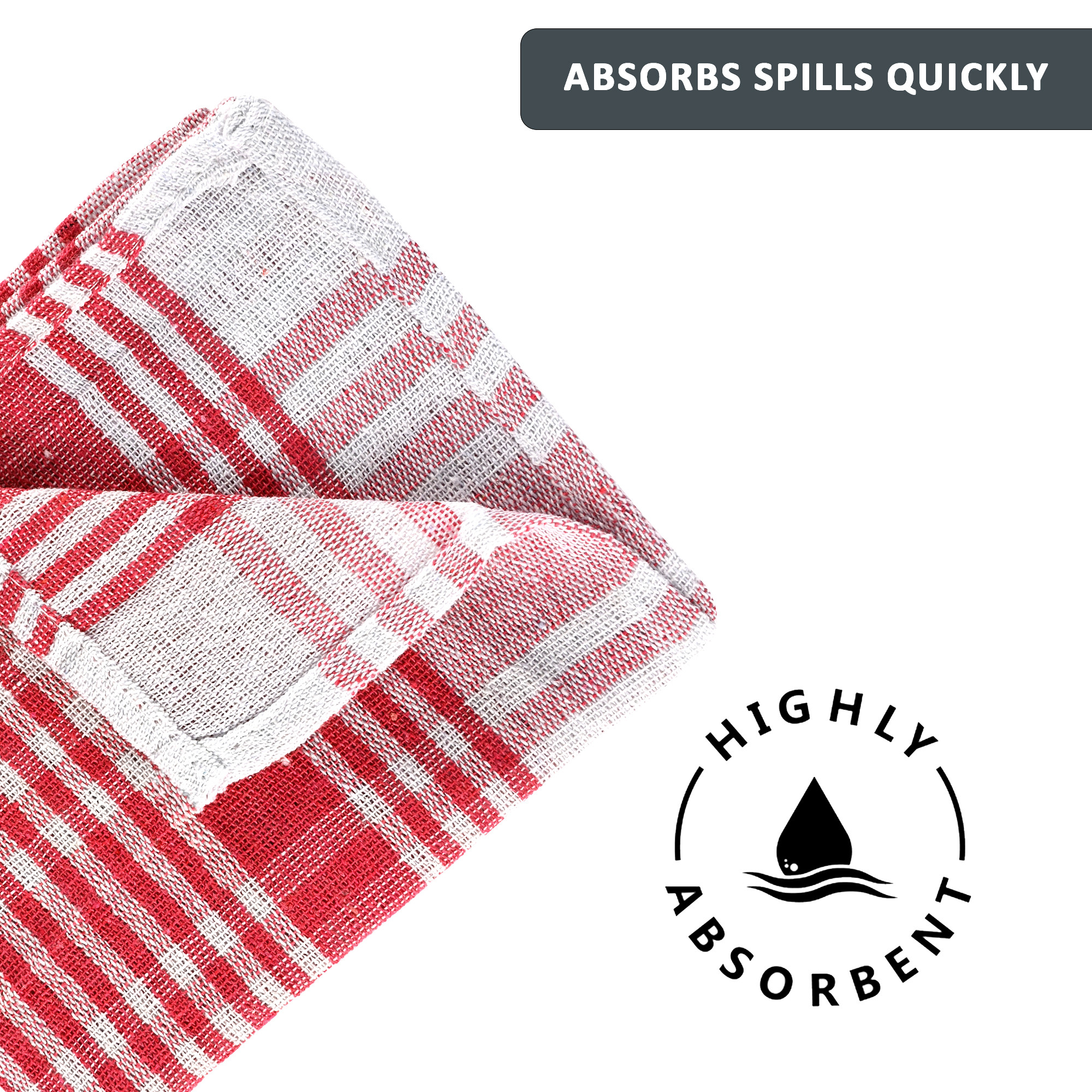 Kuber Industries Pack of 6 Cotton Kitchen ClothNapkins  Fridge Table Kitchen Platform Cleaning  Roti Napkins  16x26 Inches - Red