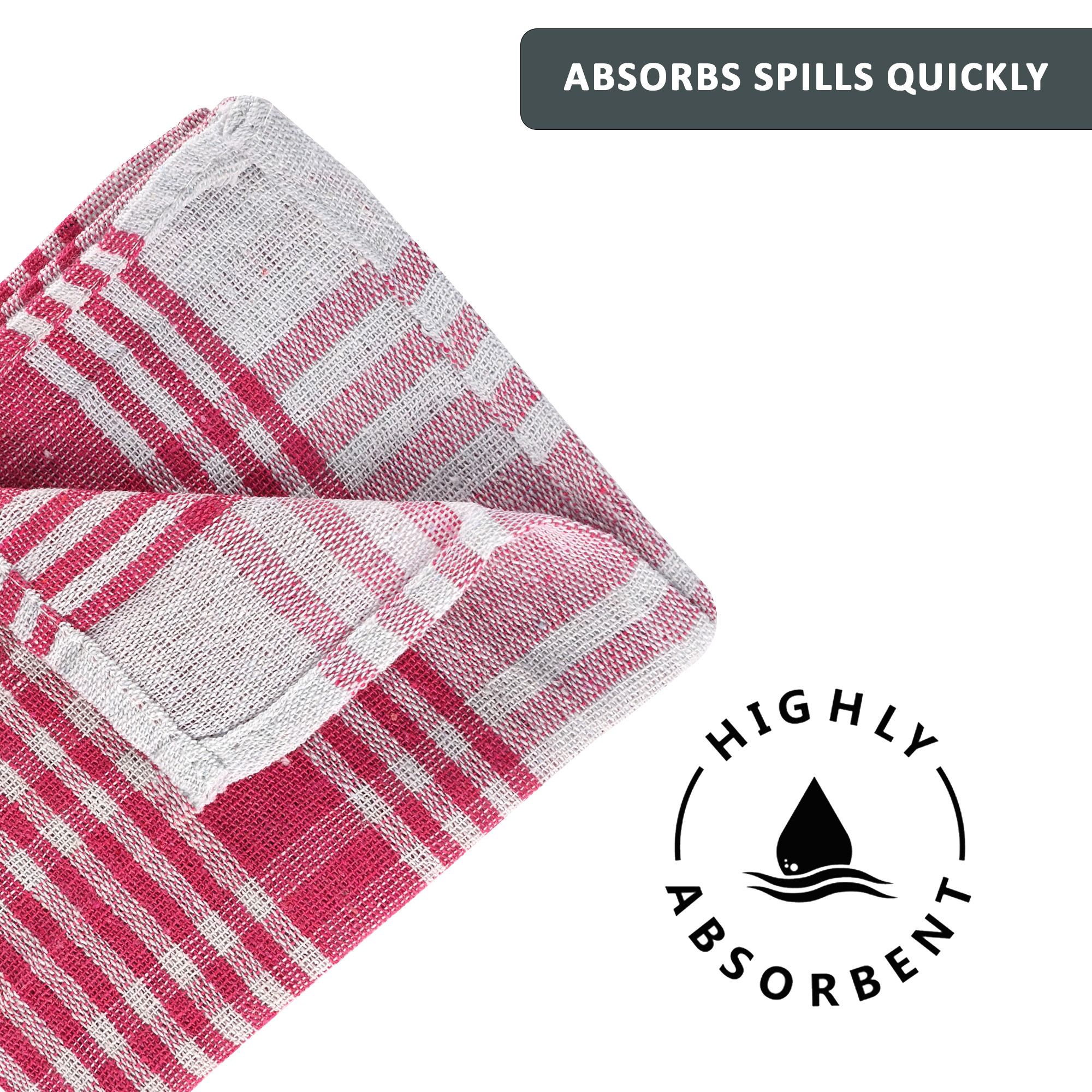 Kuber Industries Pack of 6 Cotton Kitchen ClothNapkins  Fridge Table Kitchen Platform Cleaning  Roti Napkins  16x26 Inches - Pink