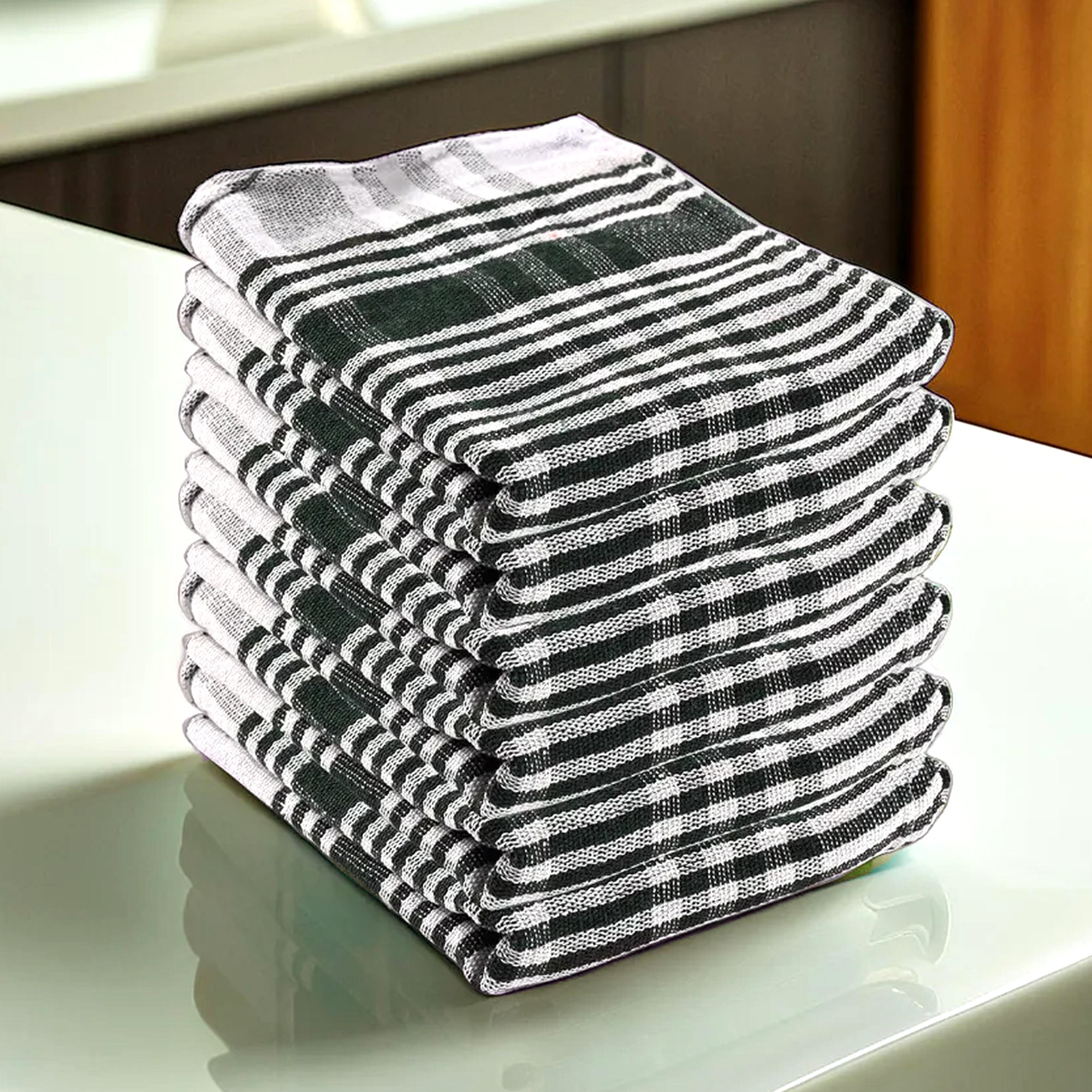 Kuber Industries Pack of 6 Cotton Kitchen ClothNapkins  Fridge Table Kitchen Platform Cleaning  Roti Napkins  16x26 Inches - Green