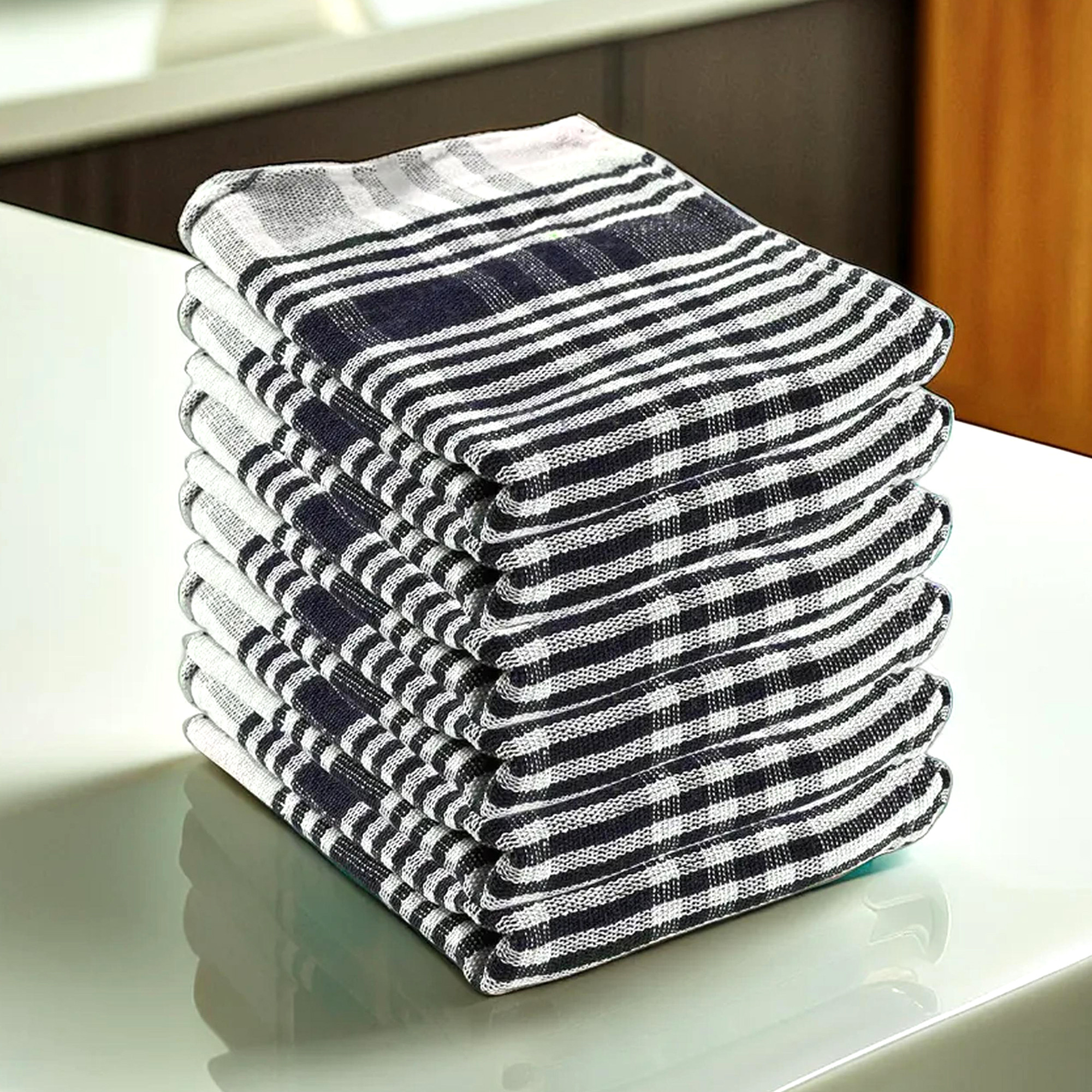 Kuber Industries Pack of 6 Cotton Kitchen ClothNapkins  Fridge Table Kitchen Platform Cleaning  Roti Napkins  16x26 Inches - Blue