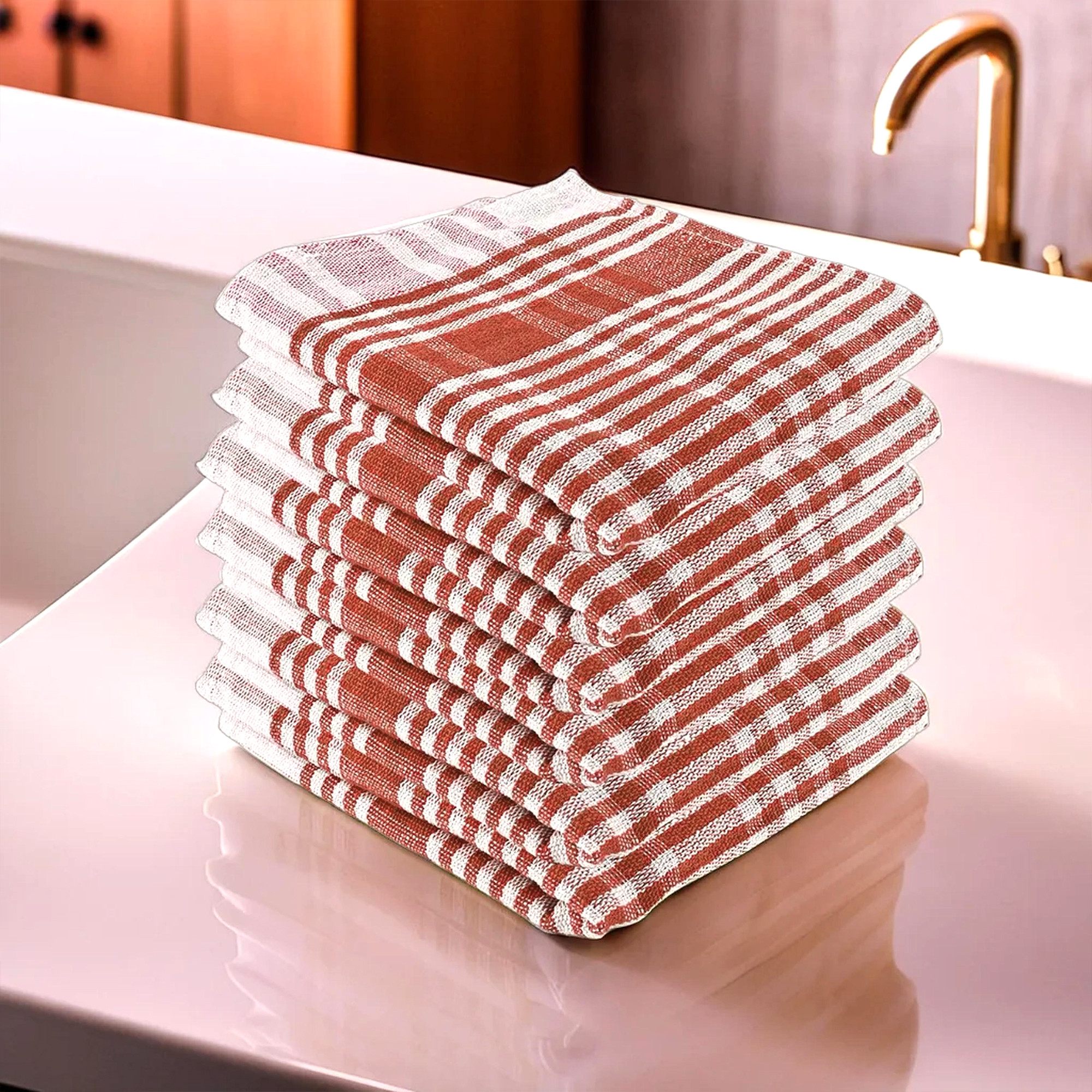 Kuber Industries Pack of 6 Cotton Kitchen ClothNapkins  Fridge Table Kitchen Platform Cleaning  Roti Napkins  16x26 Inches - Brown