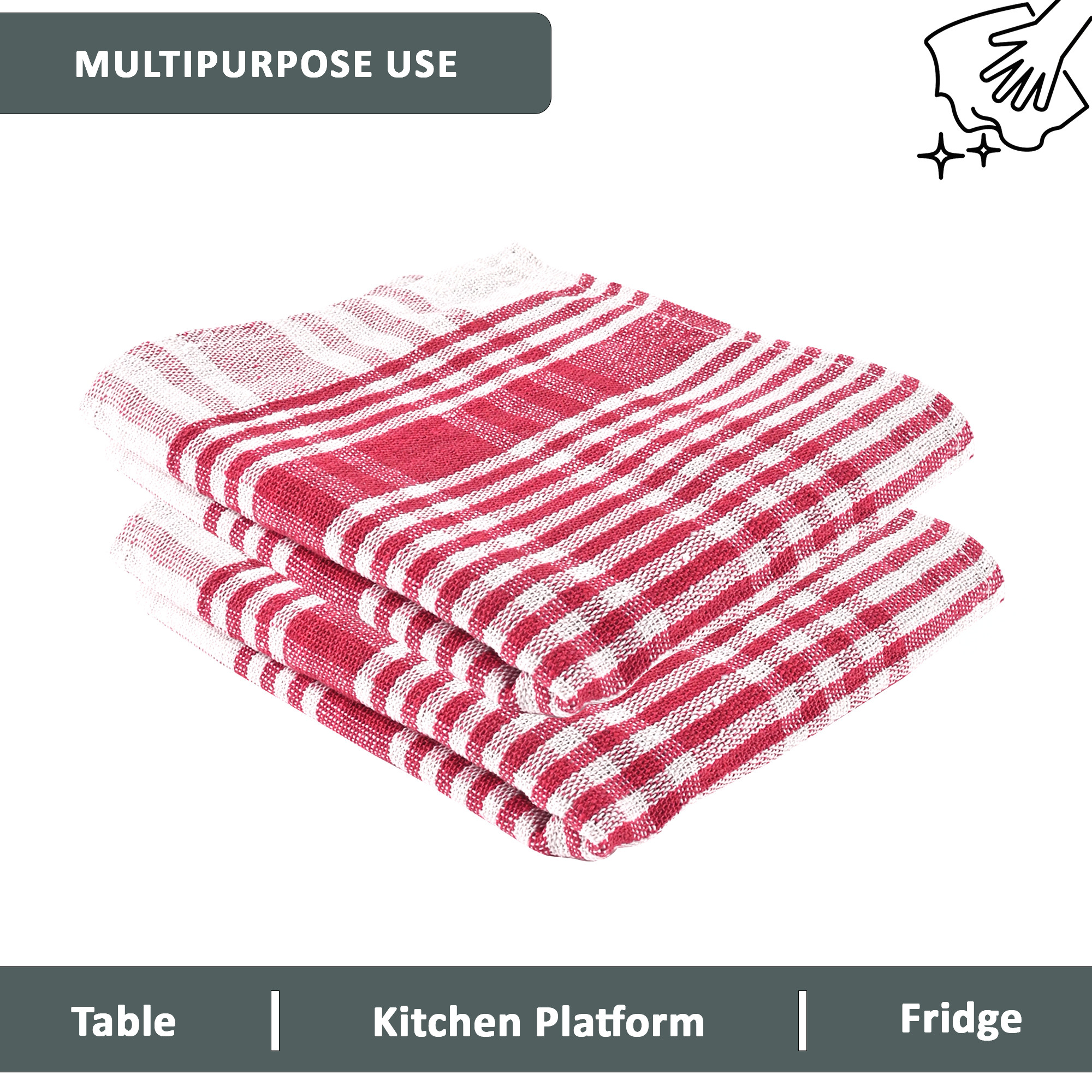 Kuber Industries Pack of 6 Cotton Kitchen ClothNapkins  Fridge Table Kitchen Platform Cleaning  Roti Napkins  16x26 Inches - Pink