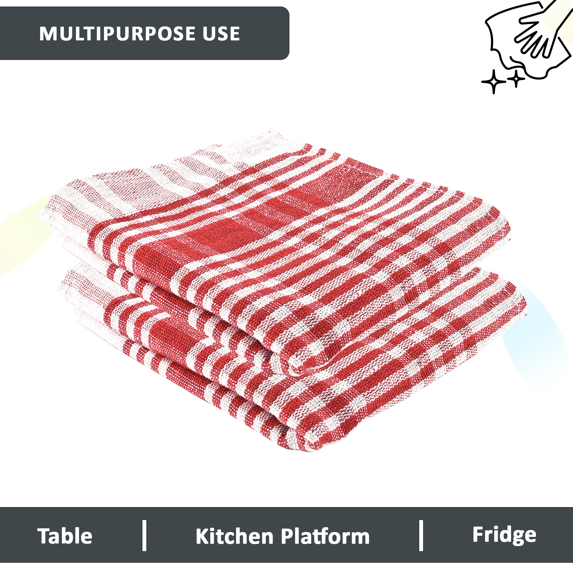 Kuber Industries Pack of 6 Cotton Kitchen ClothNapkins  Fridge Table Kitchen Platform Cleaning  Roti Napkins  16x26 Inches - Red